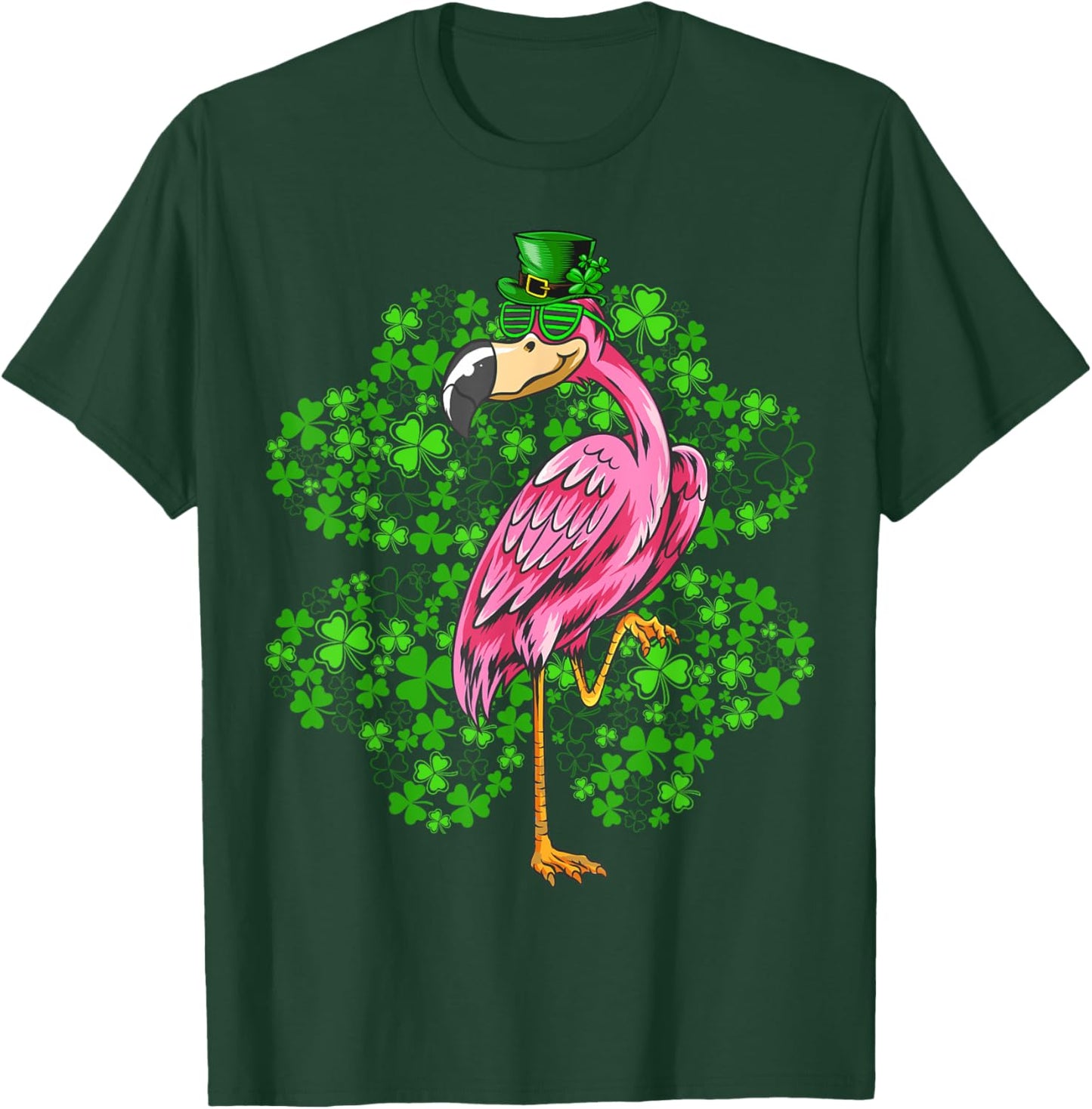 Flamingo Bird Lover Men Women Flamingo St Patrick's Day T-Shirt - T-Shirt | Forest