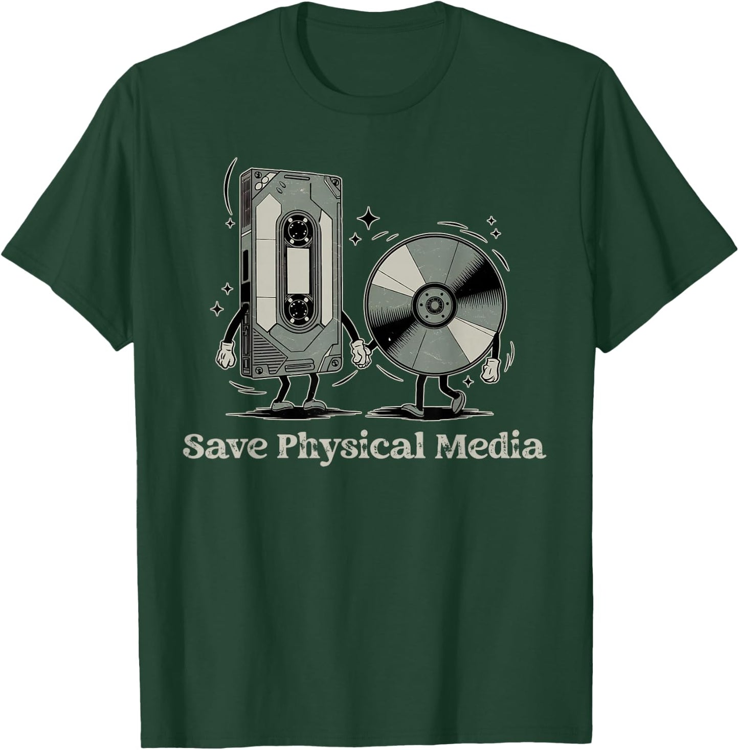 Save Physical Media - VHS CD DVD Blu-ray Vinyl Record T-Shirt - T-Shirt | Forest