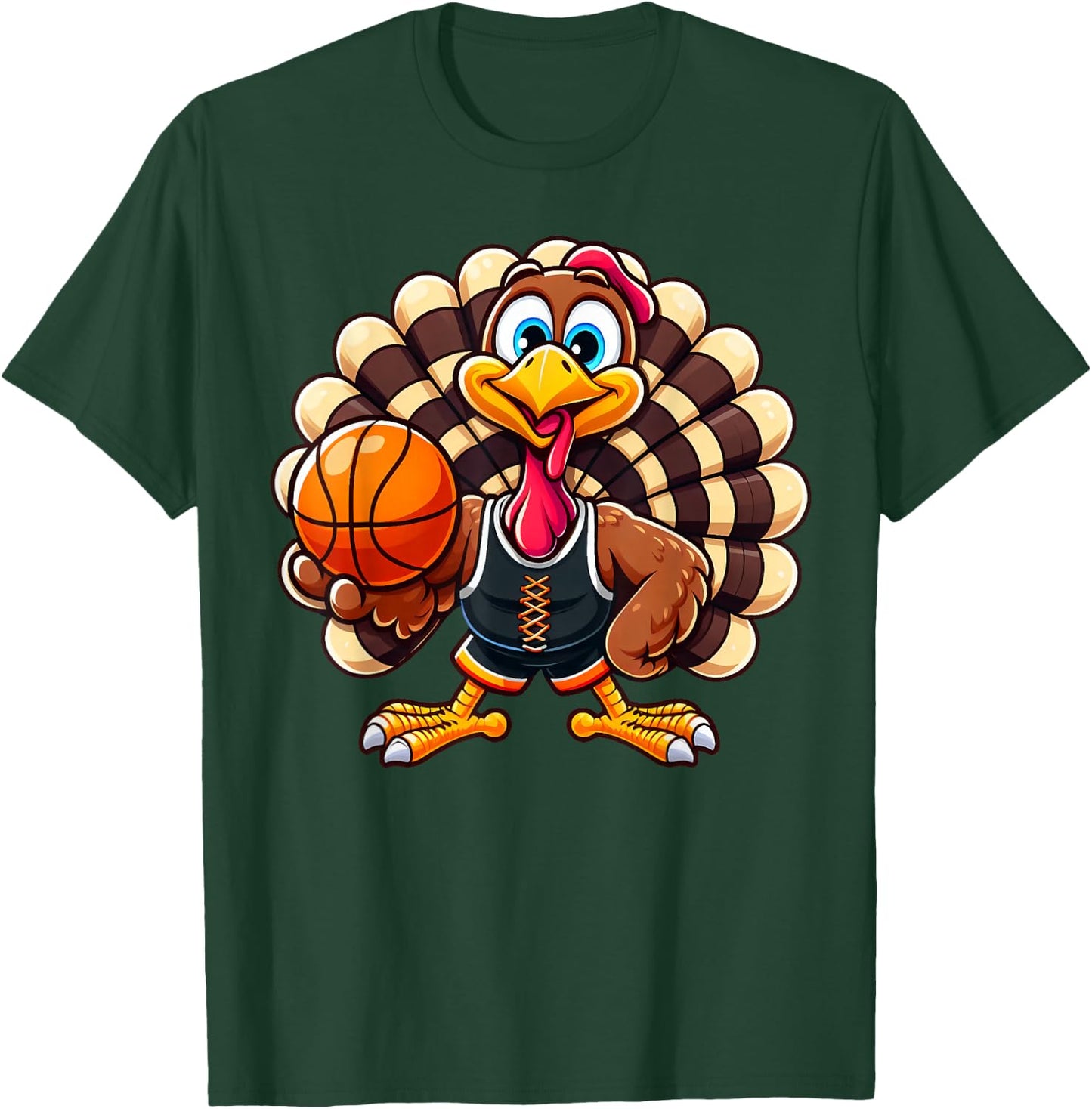 Cool Thanksgiving Basketball Gobble Player Turkey Basketball T-Shirt - T-Shirt | Forest