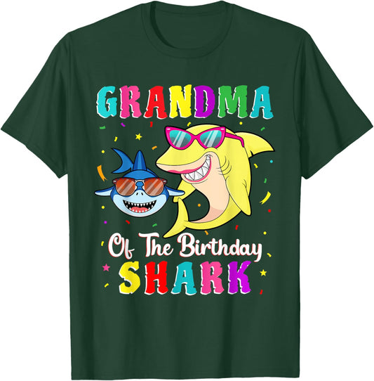 Grandma Of The Shark Birthday Family Birthday Grandson T-Shirt - T-Shirt | Forest