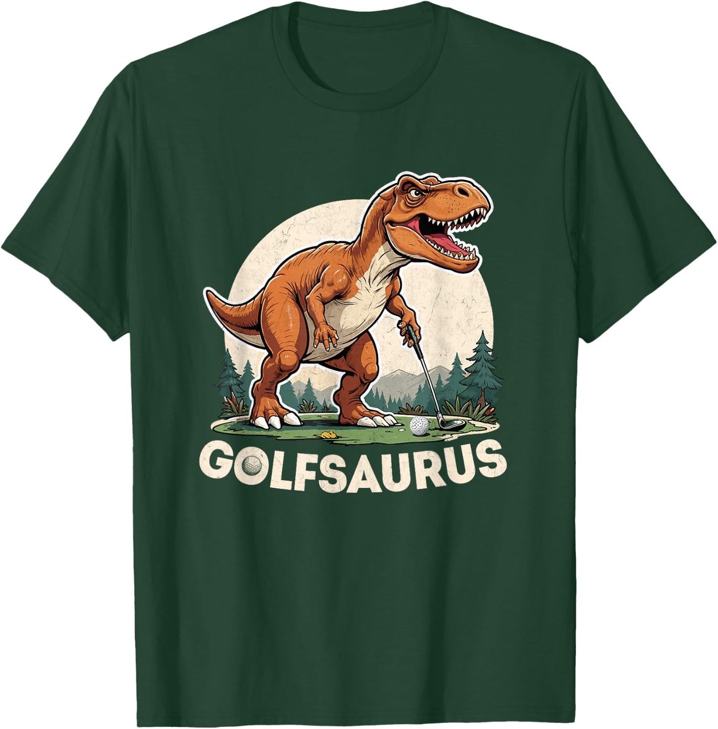 Golf Dinosaur Golfer T-Rex Playing Golf Dino Golfing T-Shirt - T-Shirt | Forest