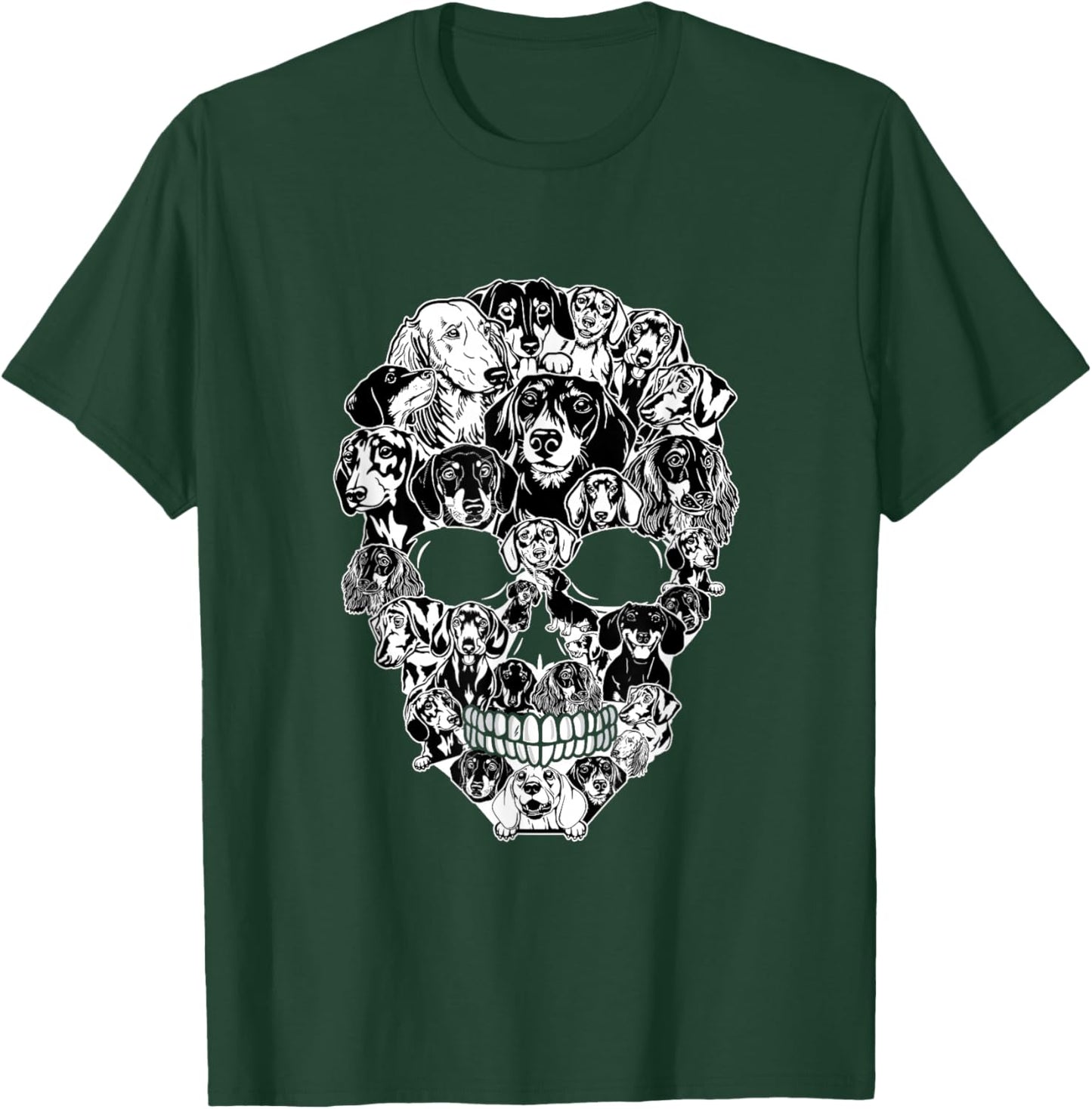 Funny Dachshund Skull Dog Skeleton Halloween Men Women Kids T-Shirt - T-Shirt | Forest