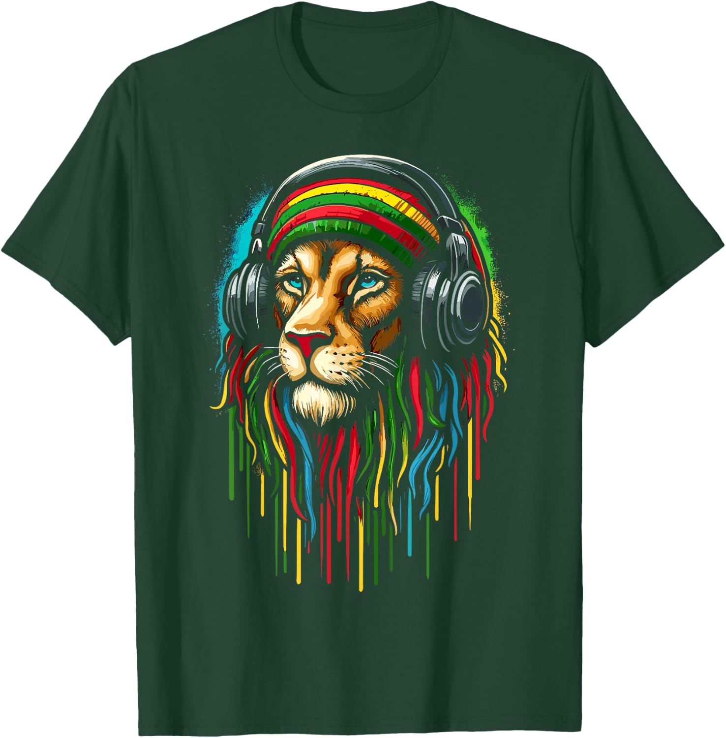 Jamaican Lion Jamaican Rasta Flag T-Shirt - T-Shirt | Forest