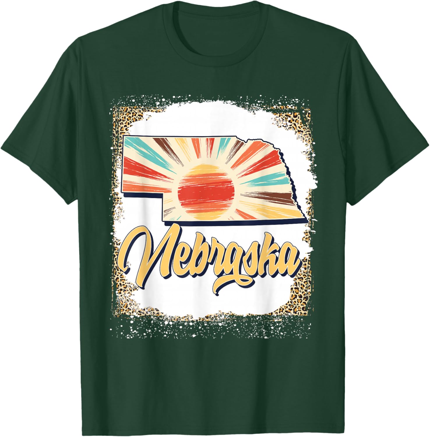 Vintage USA Nebraska State Map Flag Souvenir Men Women Kids T-Shirt - T-Shirt | Forest