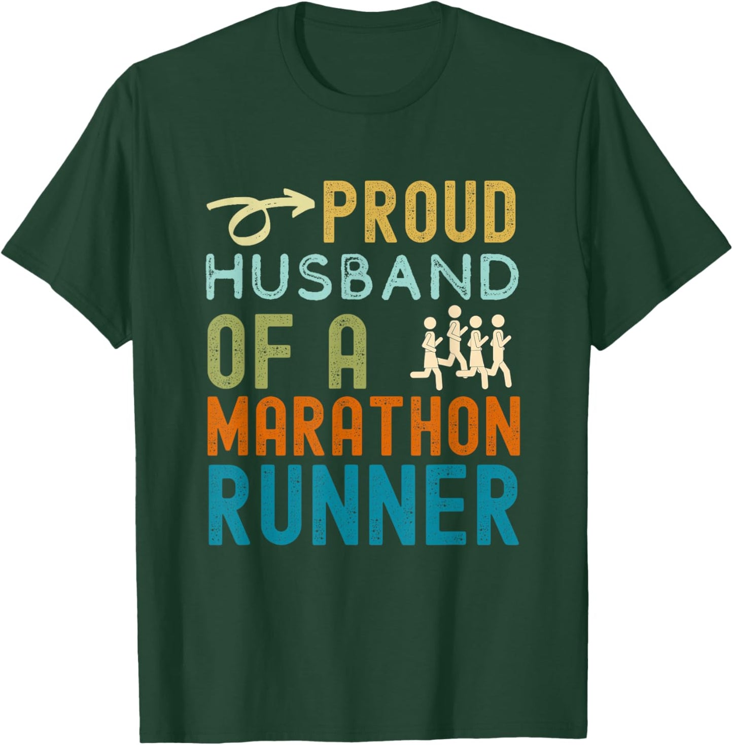 Proud husband of a marathon runner retro vintage distressed T-Shirt - T-Shirt | Forest