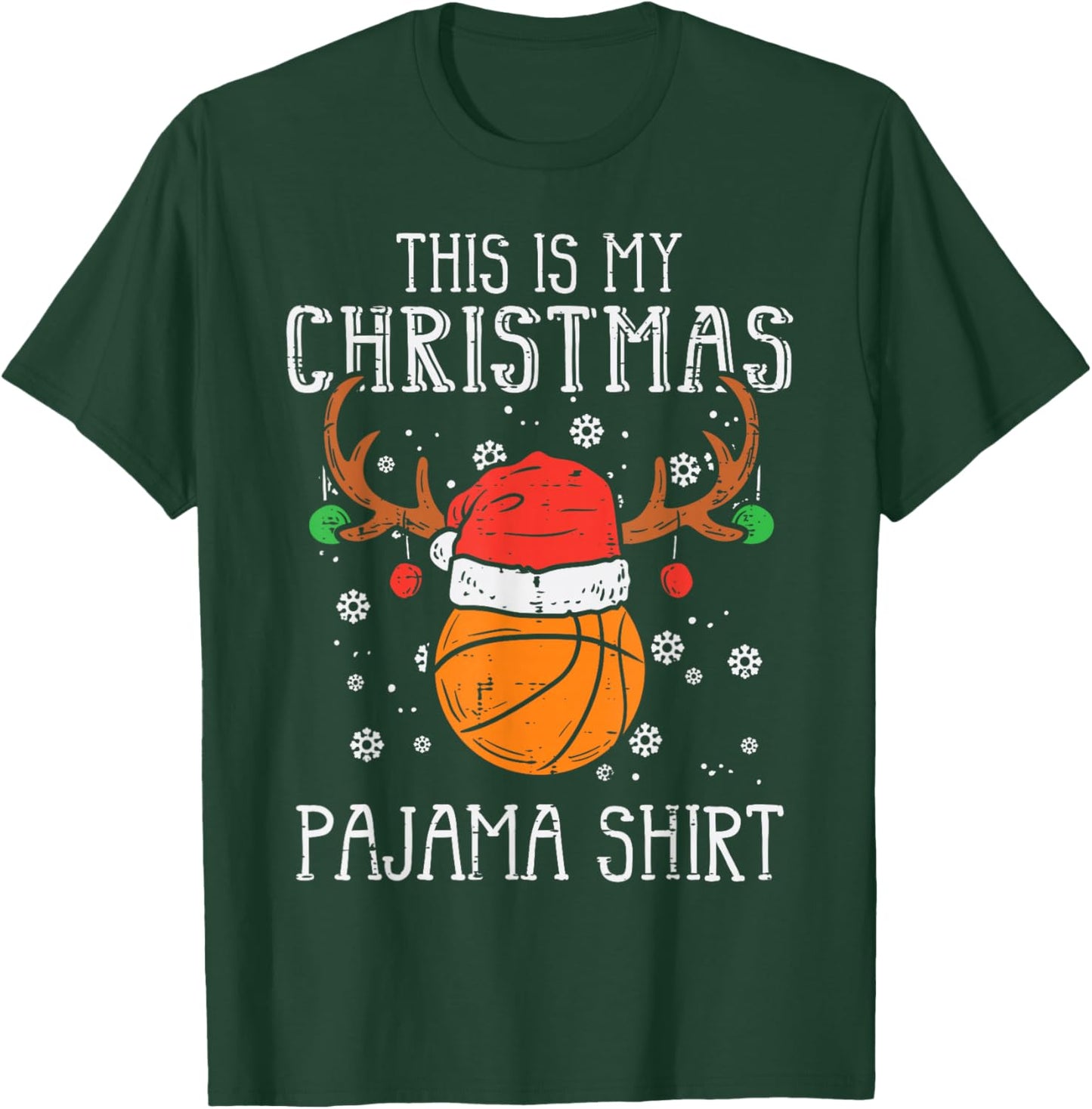 This Is My Christmas Pajama Shirt Basketball Xmas Sports T-Shirt - T-Shirt | Forest