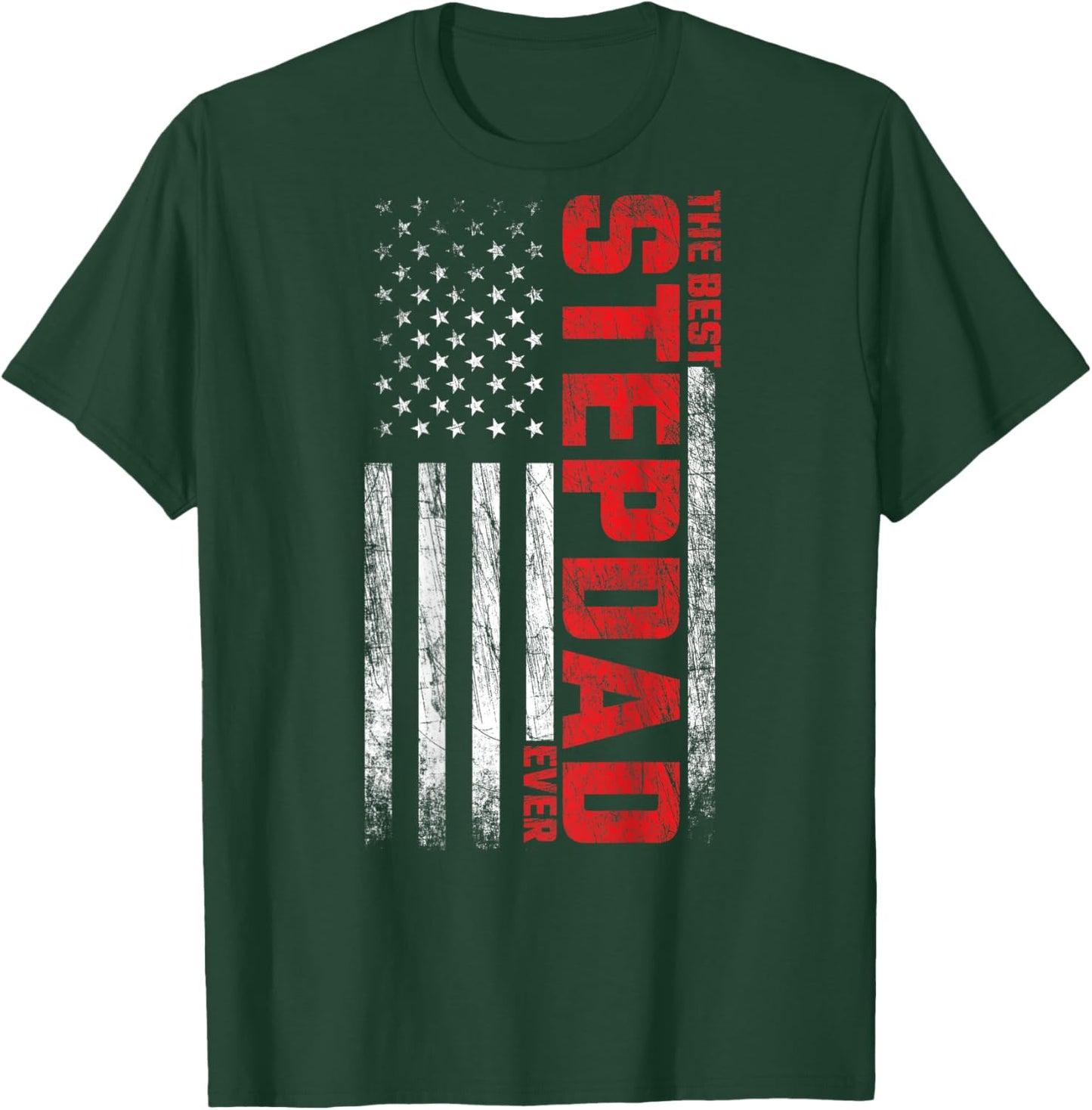Stepfather - American Flag On Back - Best Stepdad Ever Men T-Shirt - T-Shirt | Forest