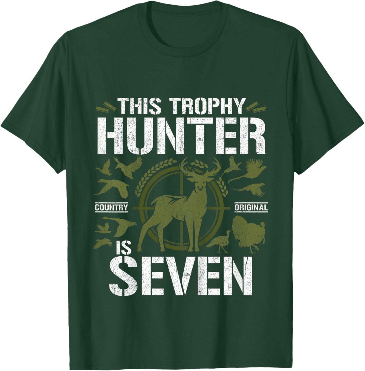 7 Year Old Hunting Birthday Party Duck Deer Hunter 7th Gift T-Shirt - T-Shirt | Forest