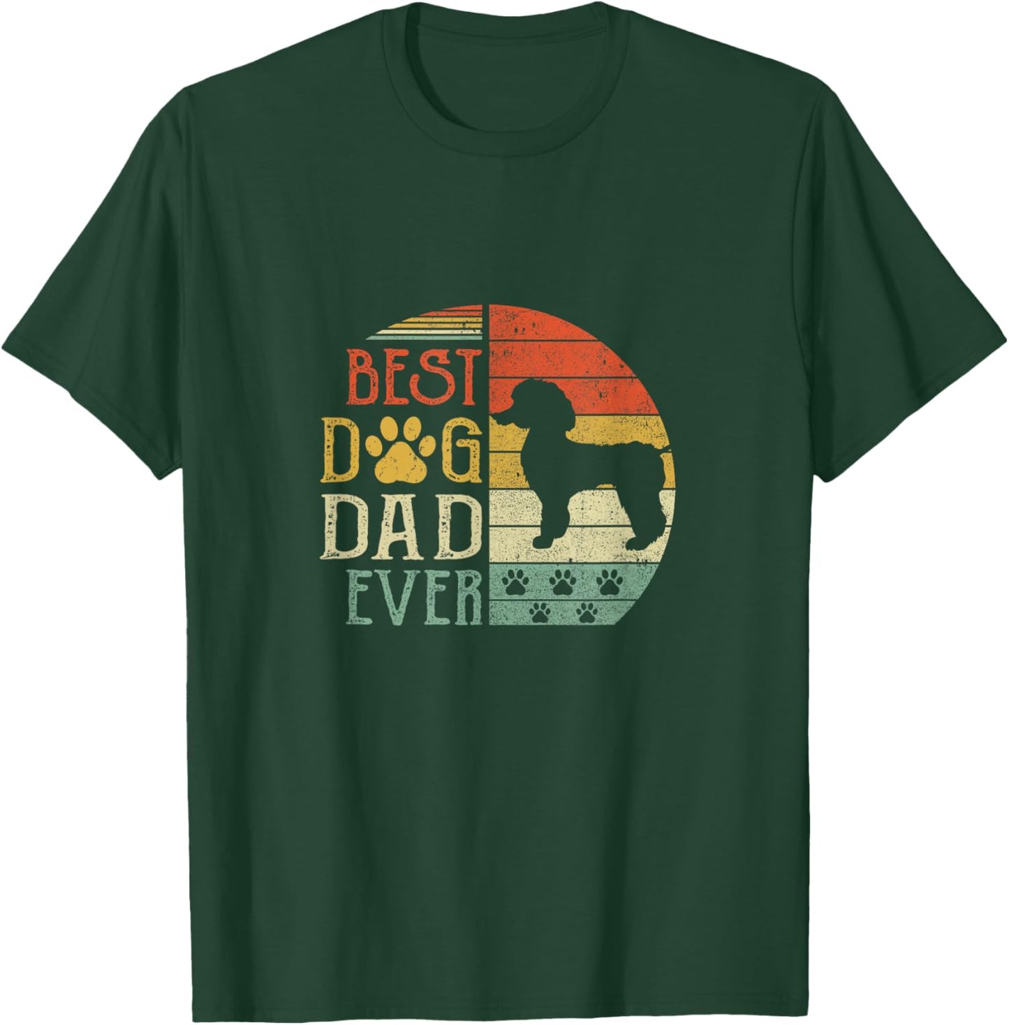 Poodle Best Dog Dad Ever Vintage Father'S Day Retro T-Shirt - T-Shirt | Forest