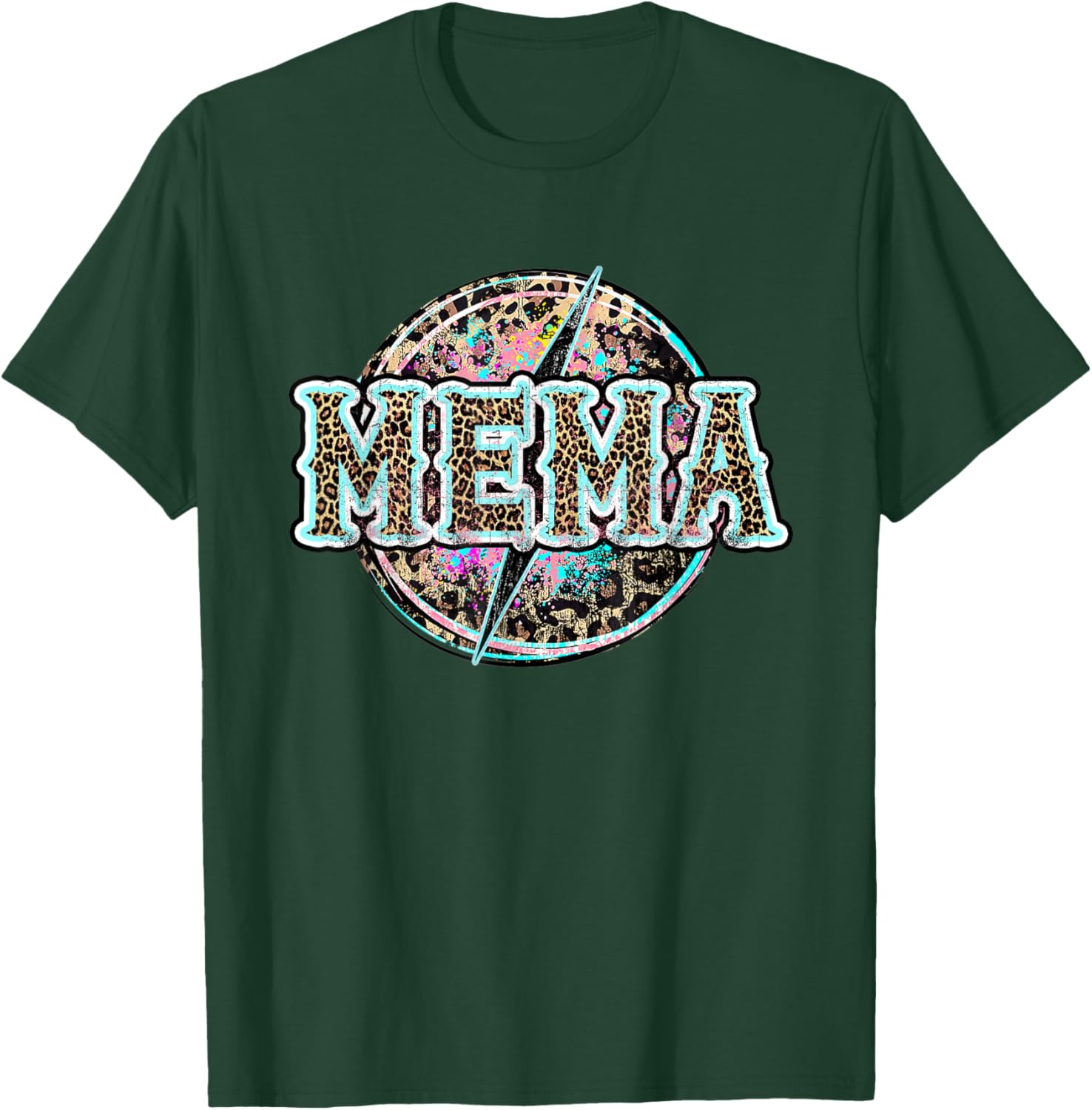 Mema Lightning Bolt Leopard Cheetah Print Western T-Shirt - T-Shirt | Forest