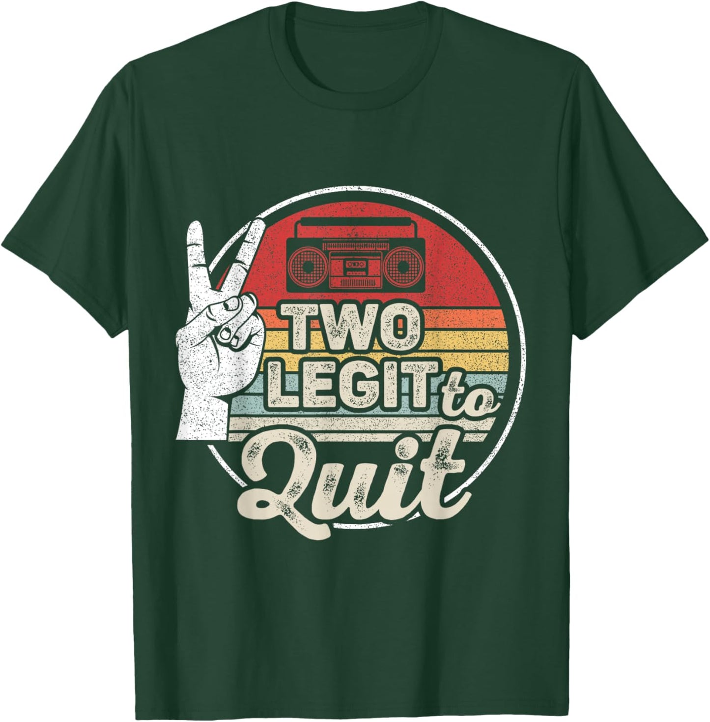 Retro Vintage 2nd Birthday Hip Hop Theme Two Legit To Quit T-Shirt - T-Shirt | Forest