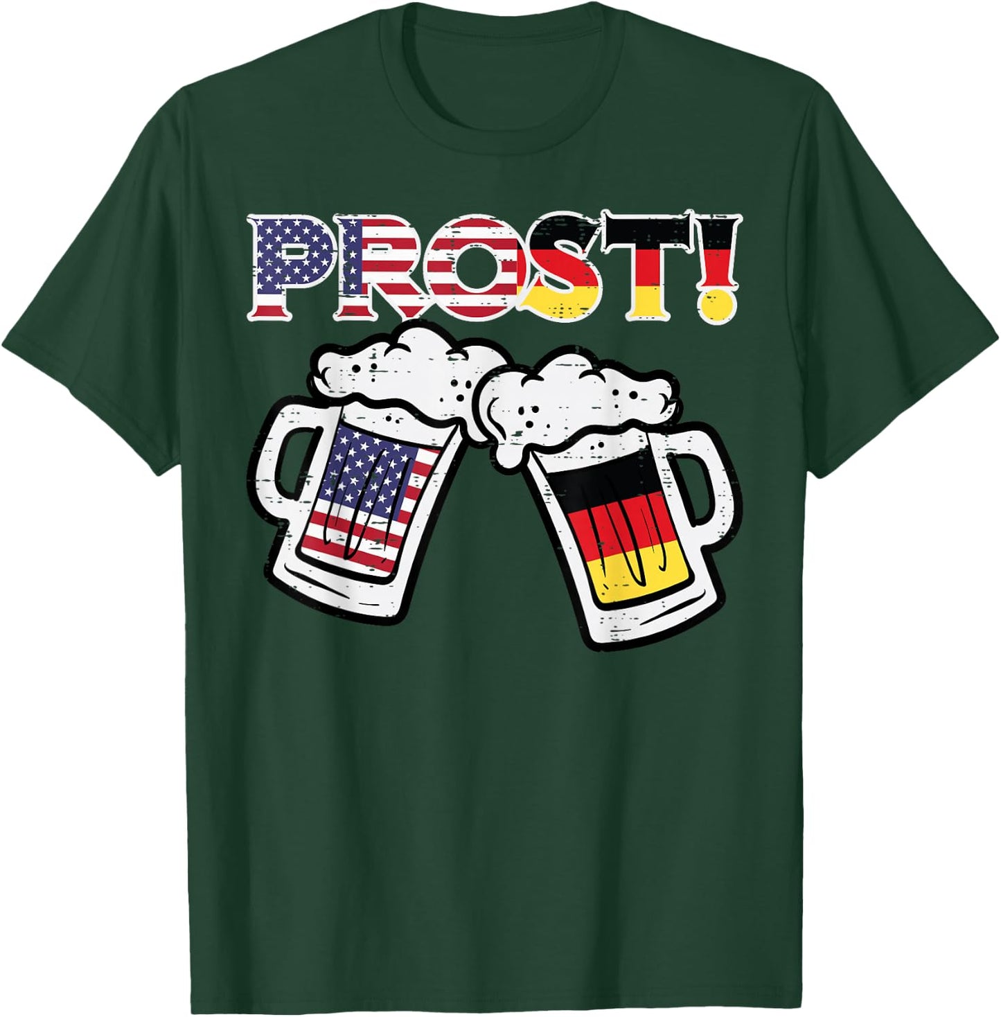 Oktoberfest US German Flag Mug Prost Bavarian Dad Men Women T-Shirt - T-Shirt | Forest