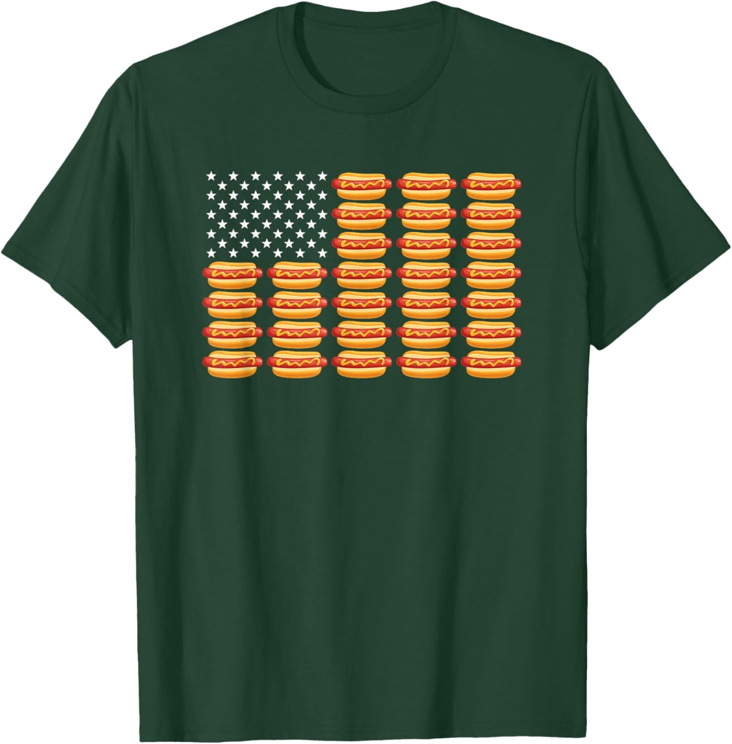 Hot Dog American Flag July 4th Patriotic Summer BBQ Funny T-Shirt - T-Shirt | Forest