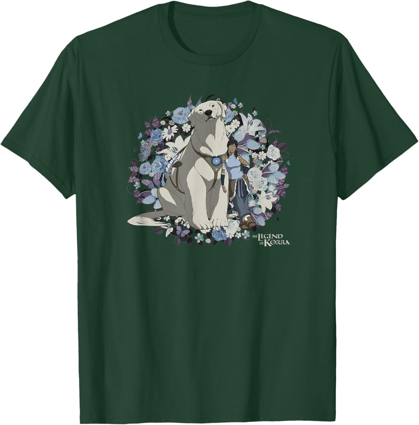 The Legend Of Korra Naga And Korra Floral T-Shirt - T-Shirt | Forest