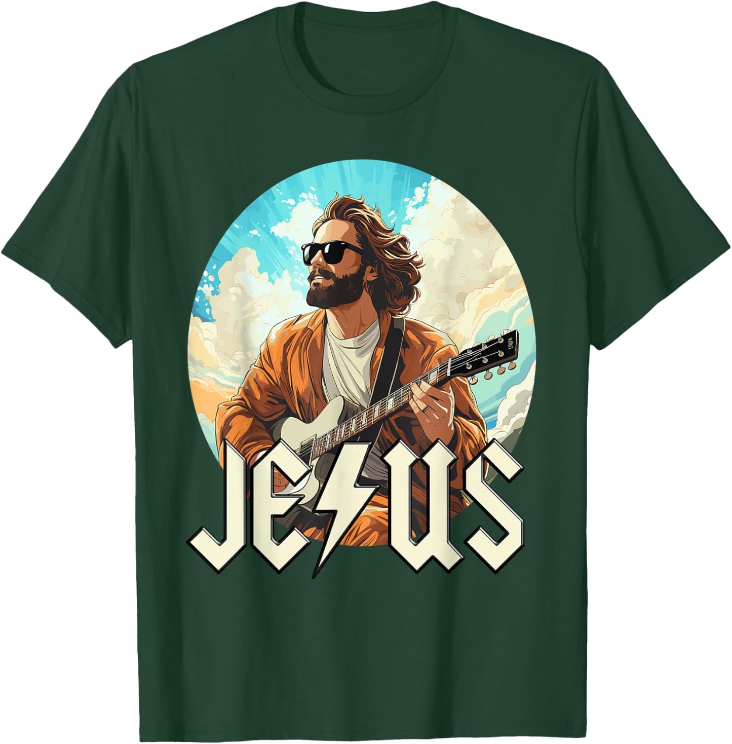 Christ Jesus with Electric Guitar T-Shirt - T-Shirt | Forest