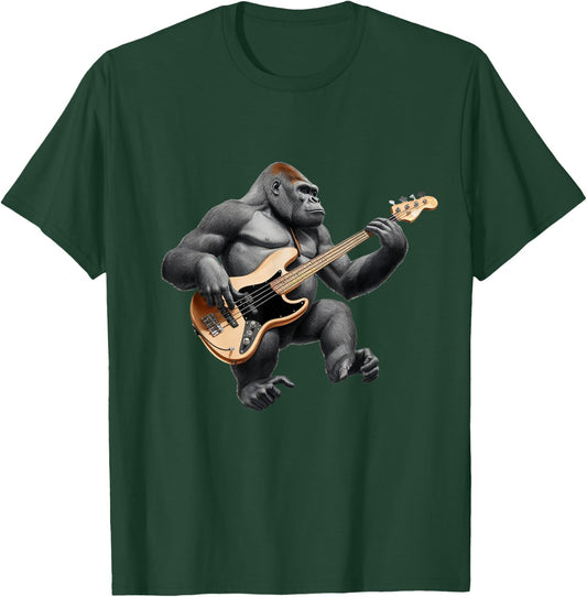Bassist Gorilla, Funny Gorilla Playing Guitar Rock Music T-Shirt - T-Shirt | Forest