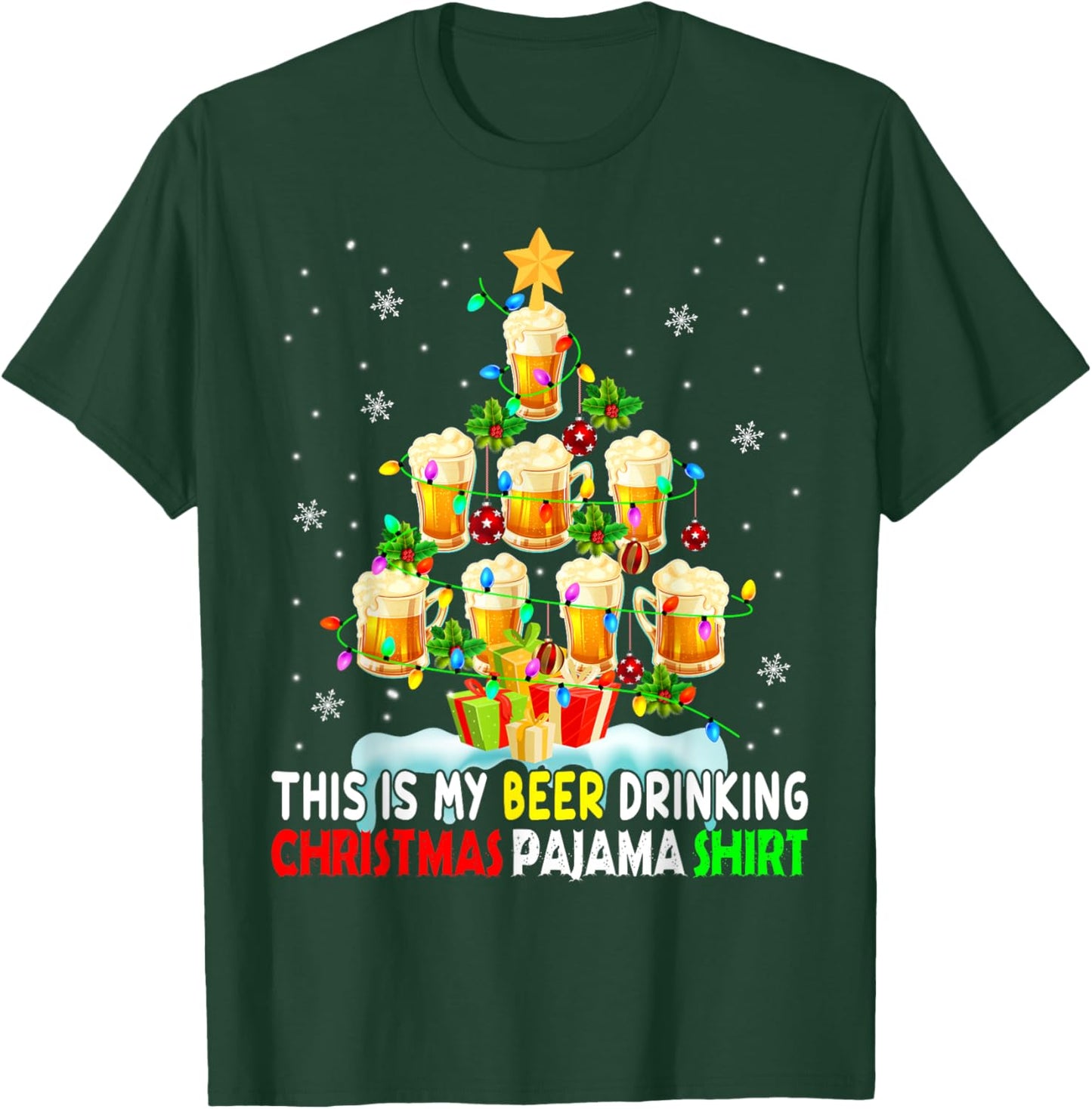This Is My Beer Drinking Christmas Pajama Shirt Beer Drinker T-Shirt - T-Shirt | Forest