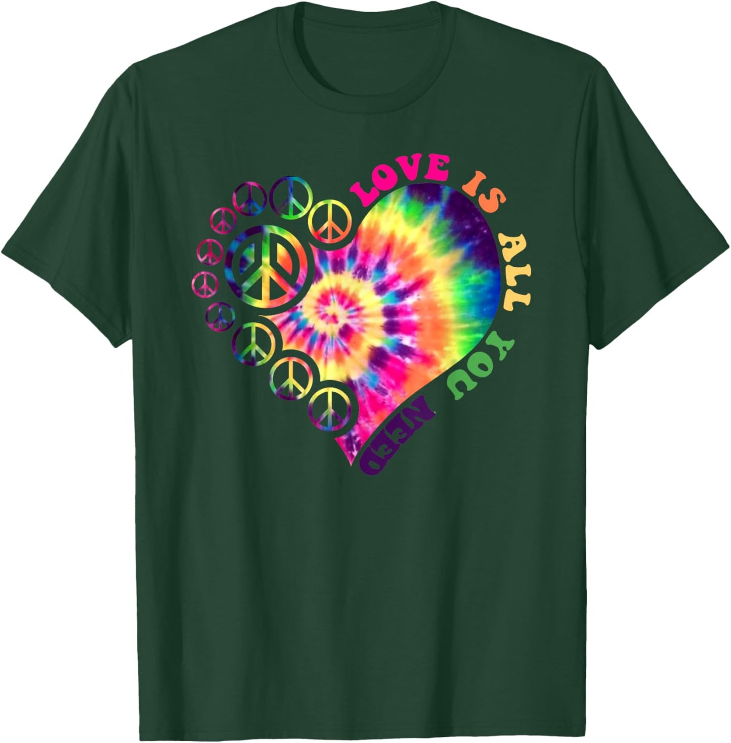 Peace Sign Love 60s 70s Tie Dye Hippie Halloween Costume T-Shirt - T-Shirt | Forest
