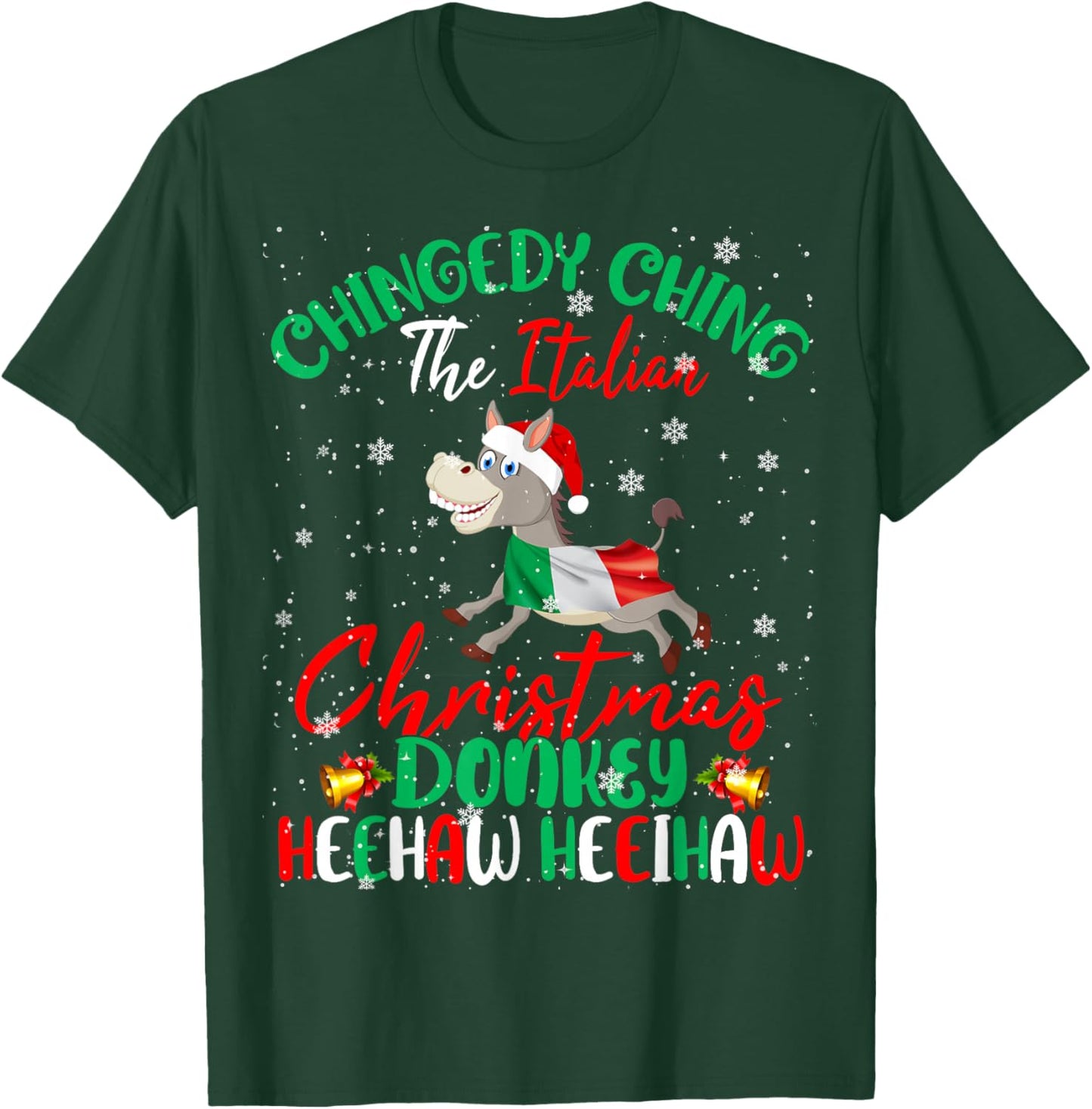 Merry Christmas Italian Funny Italian Santa Donkey Heehaw T-Shirt - T-Shirt | Forest
