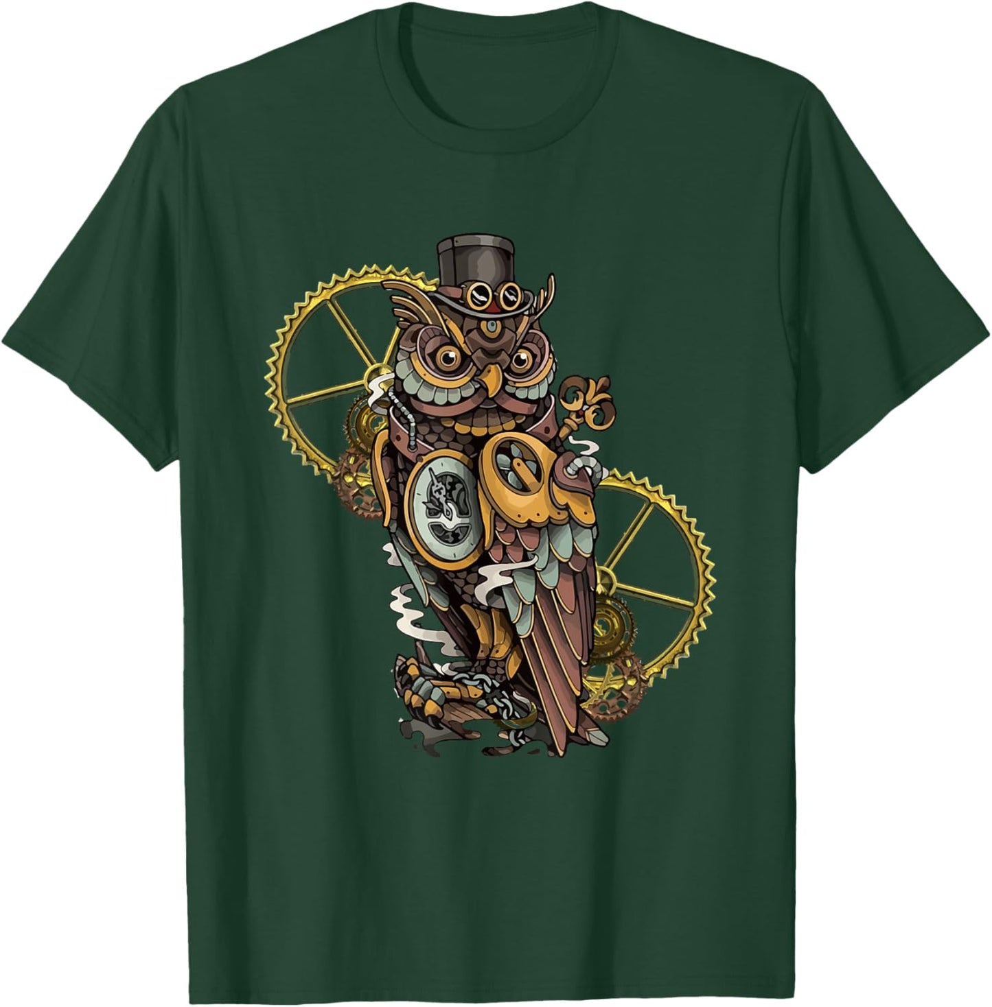 Steampunk Owl Art Bird Lovers T-Shirt - T-Shirt | Forest