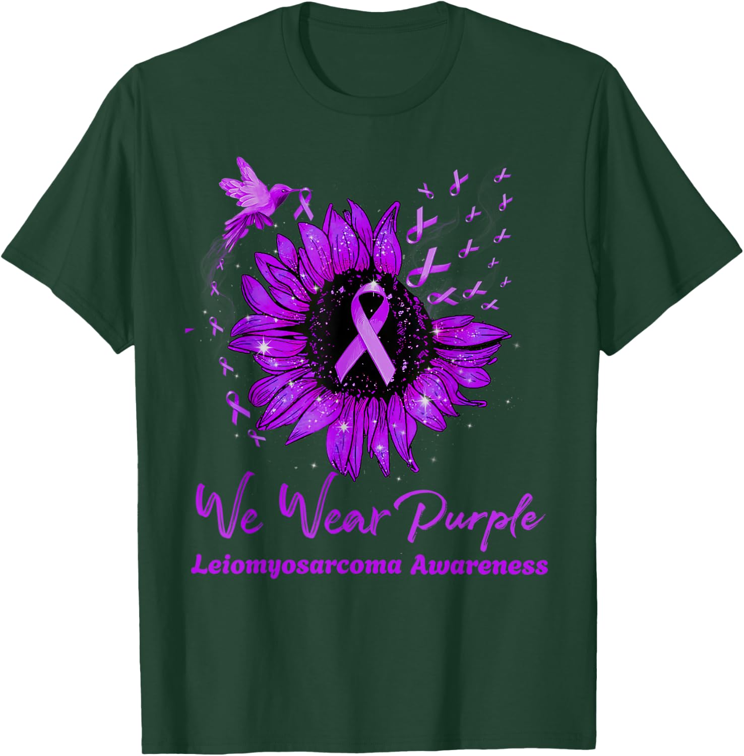 We Wear Purple Leiomyosarcoma Awareness Sunflower T-Shirt - T-Shirt | Forest