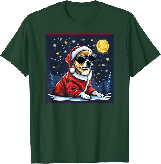 Starry Night Chihuahua Dog Christmas Shirt Women Kids T-Shirt - T-Shirt | Forest