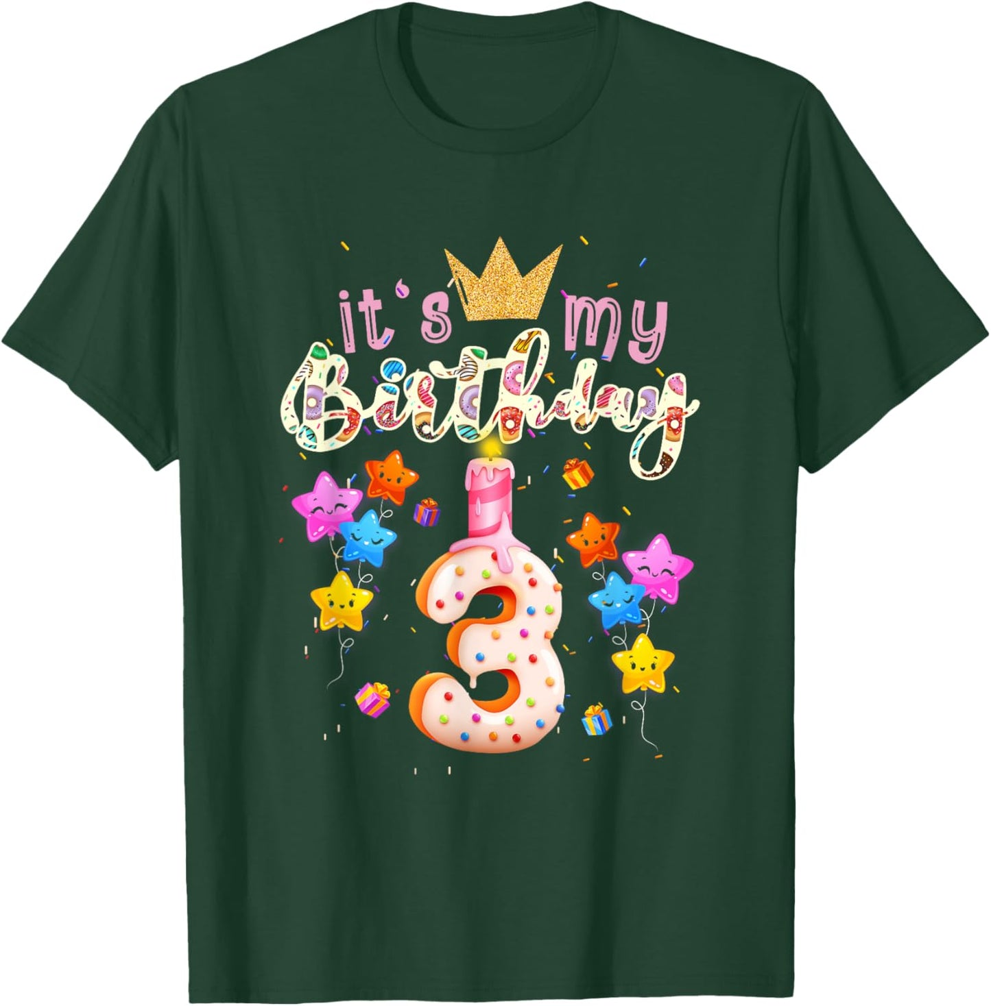 It's My 3th Birthday Doughnut Happy 3 Years Old Girl T-Shirt - T-Shirt | Forest
