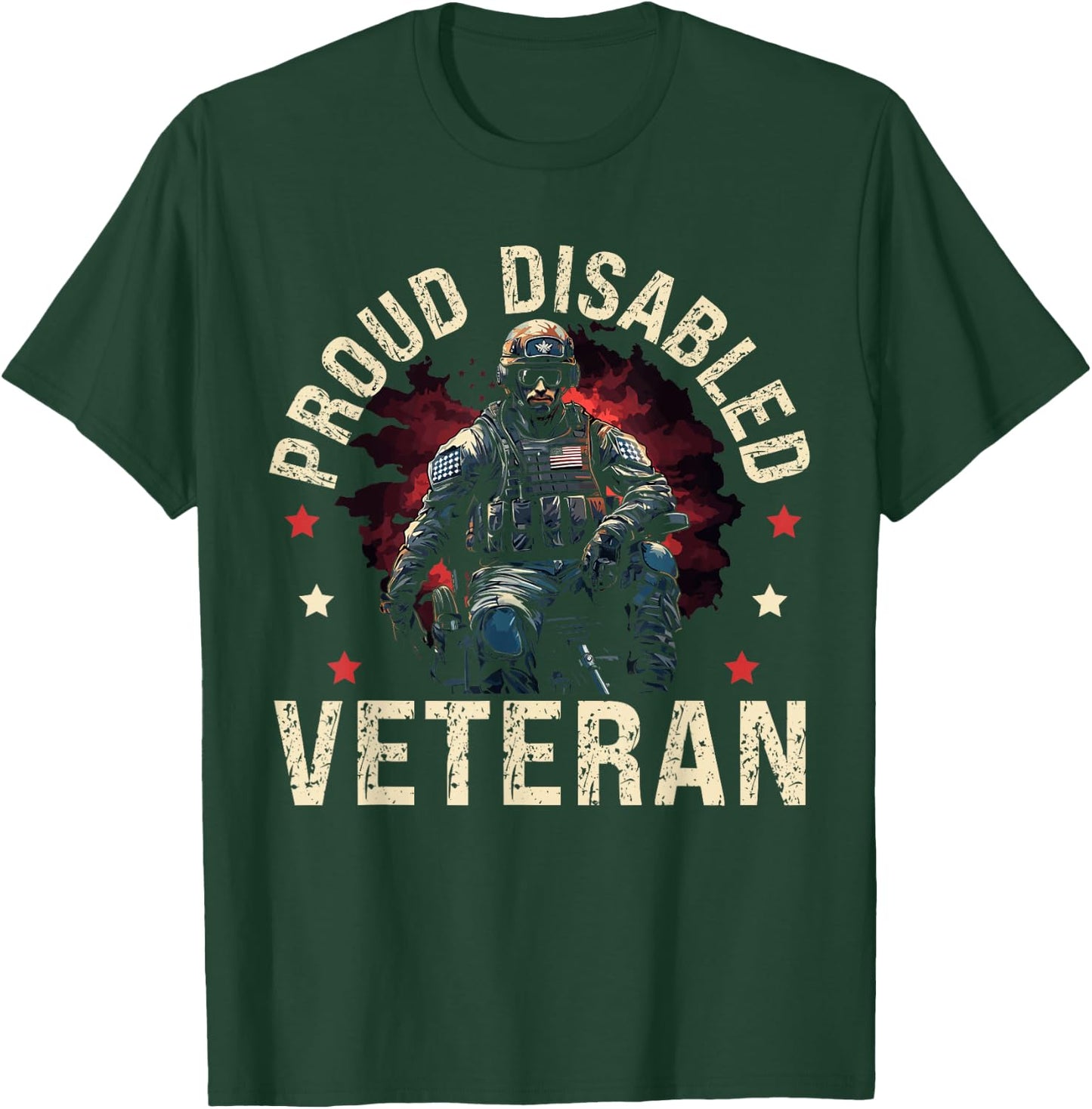 Disabled Veteran Armed Forces Military Soldier Army USA T-Shirt - T-Shirt | Forest