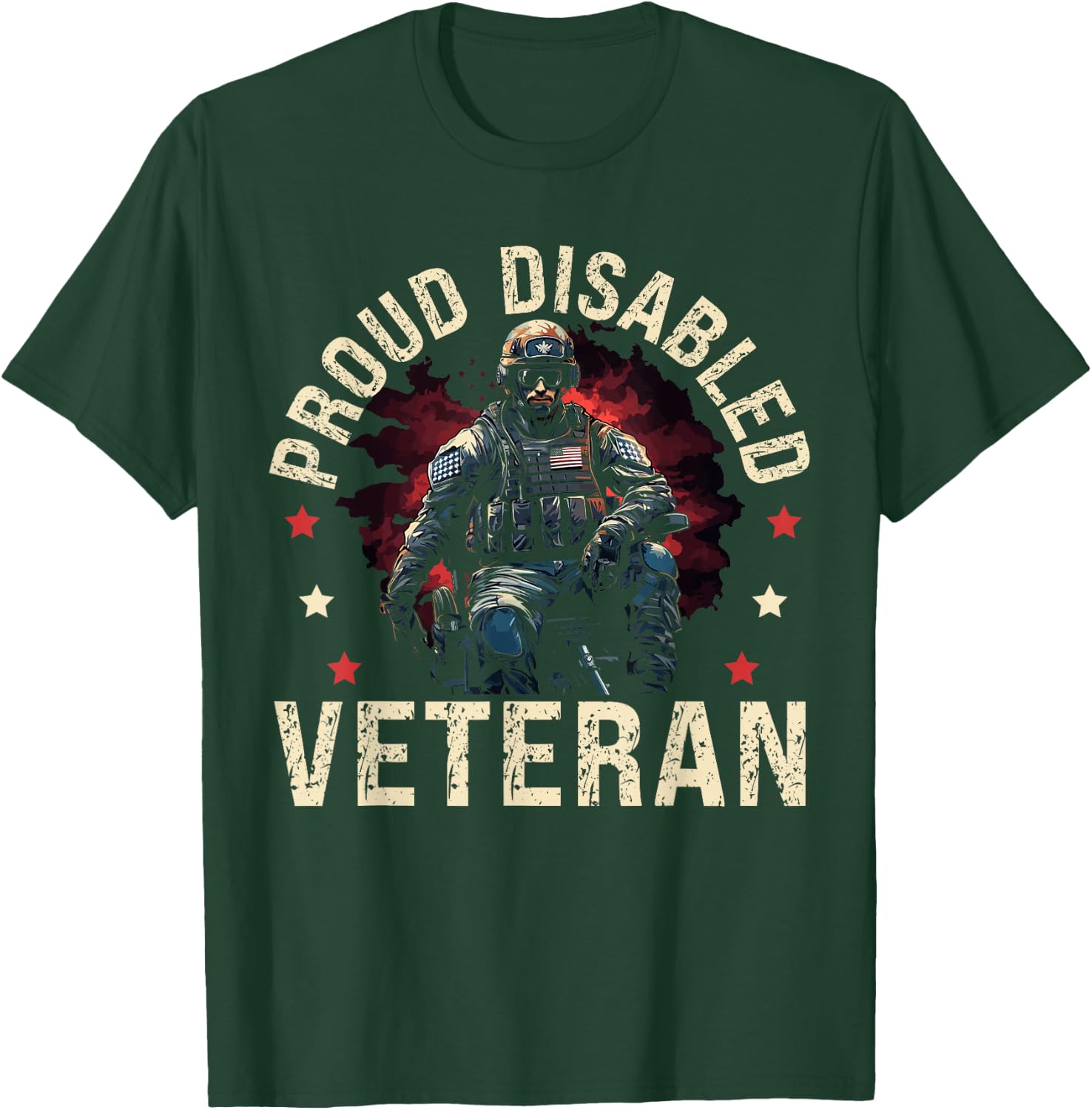 Disabled Veteran Armed Forces Military Soldier Army USA T-Shirt - T-Shirt | Forest