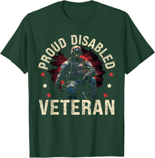Disabled Veteran Armed Forces Military Soldier Army USA T-Shirt - T-Shirt | Forest
