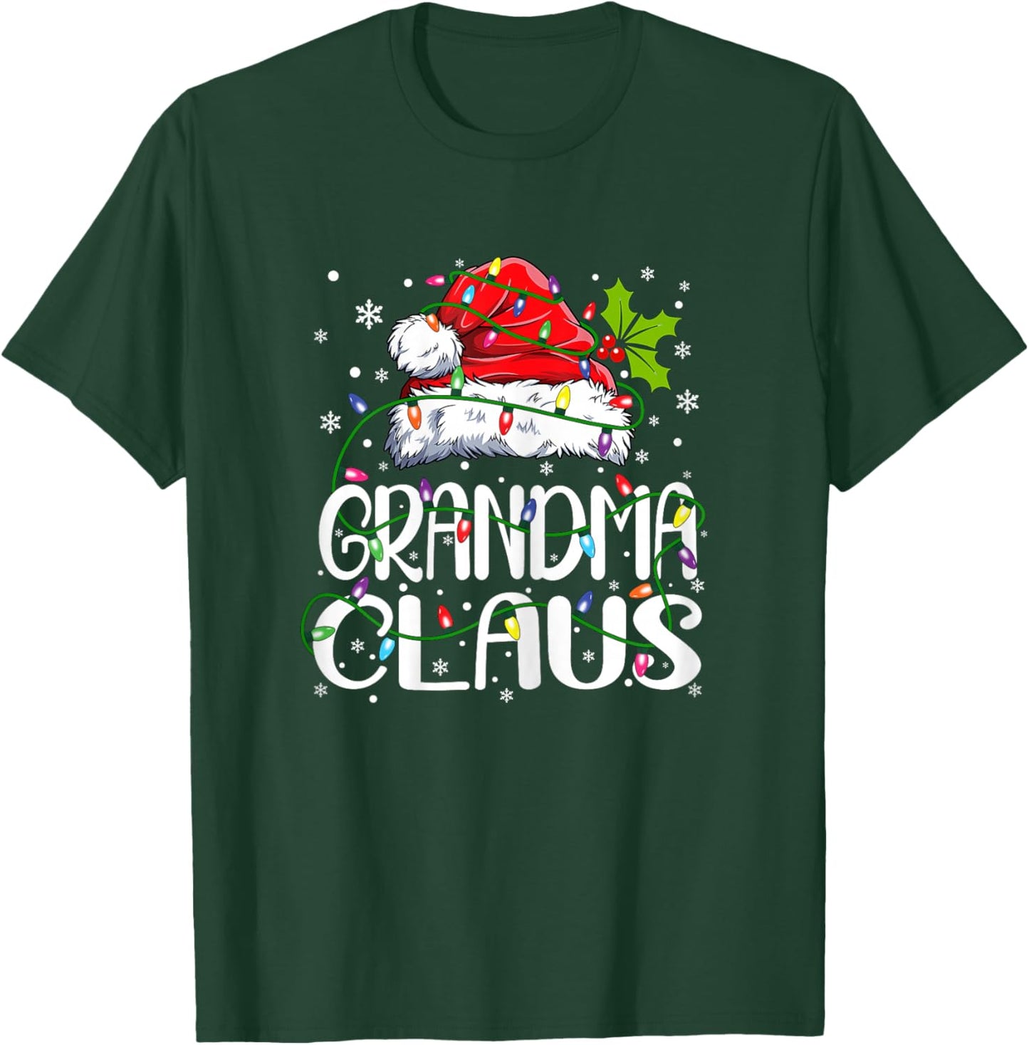 Grandma Claus Christmas Lights Pajama Family Matching T-Shirt - T-Shirt | Forest