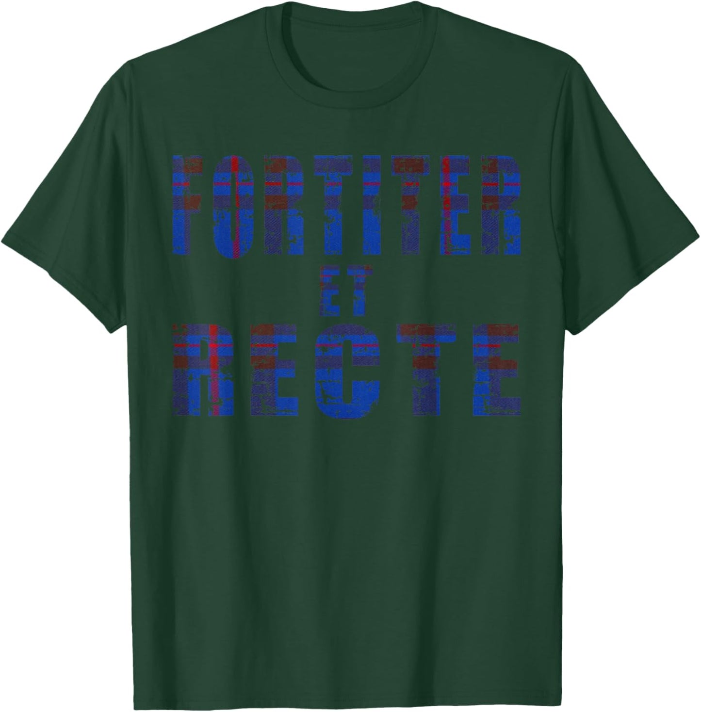Clan Elliott Motto, Fortiter et Recte Elliot family tartan T-Shirt - T-Shirt | Forest