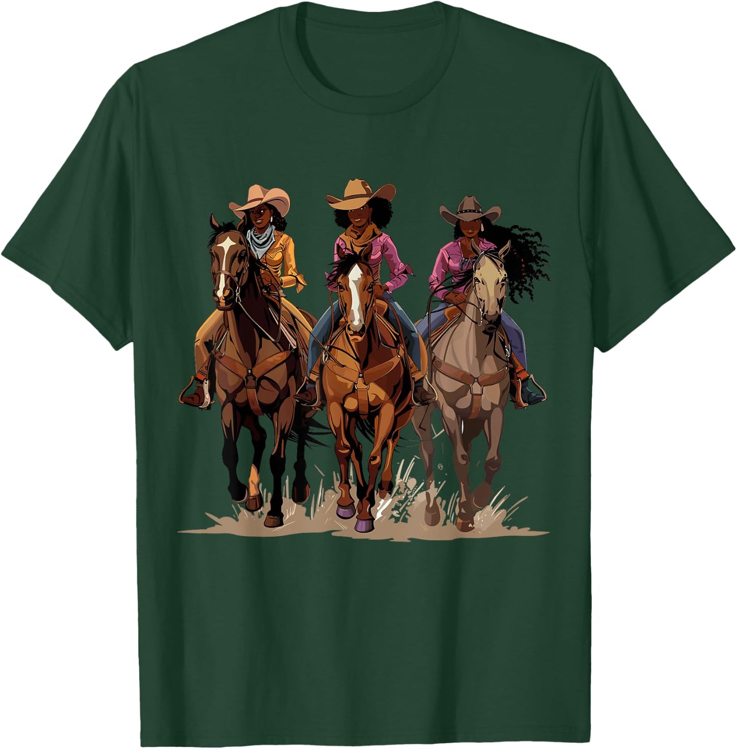 Black African American Cowgirl Western Country Texas Rodeo T-Shirt - T-Shirt | Forest