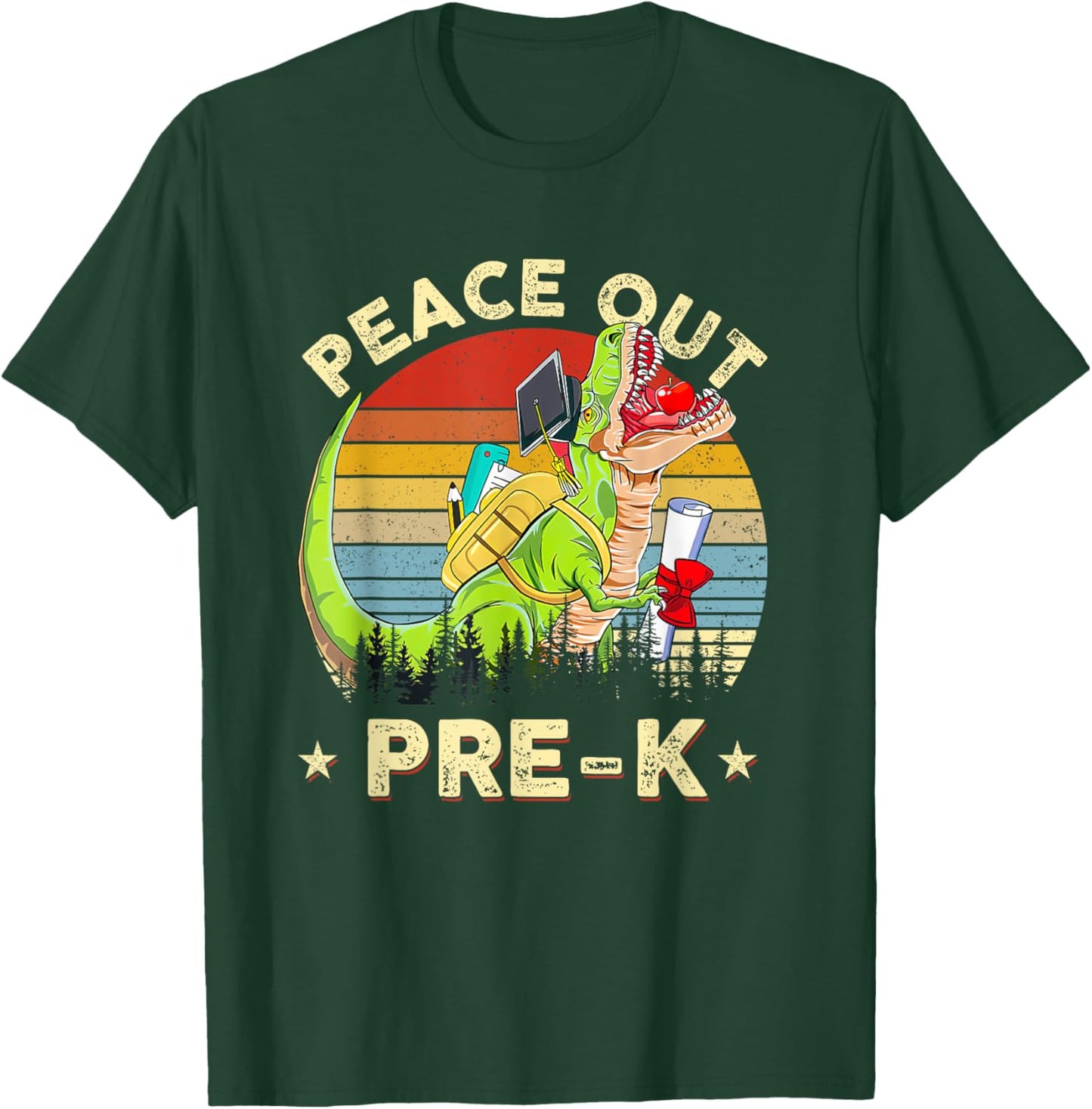 Peace Out Pre-K Dinosaur T Rex Graduation End Of Year T-Shirt - T-Shirt | Forest