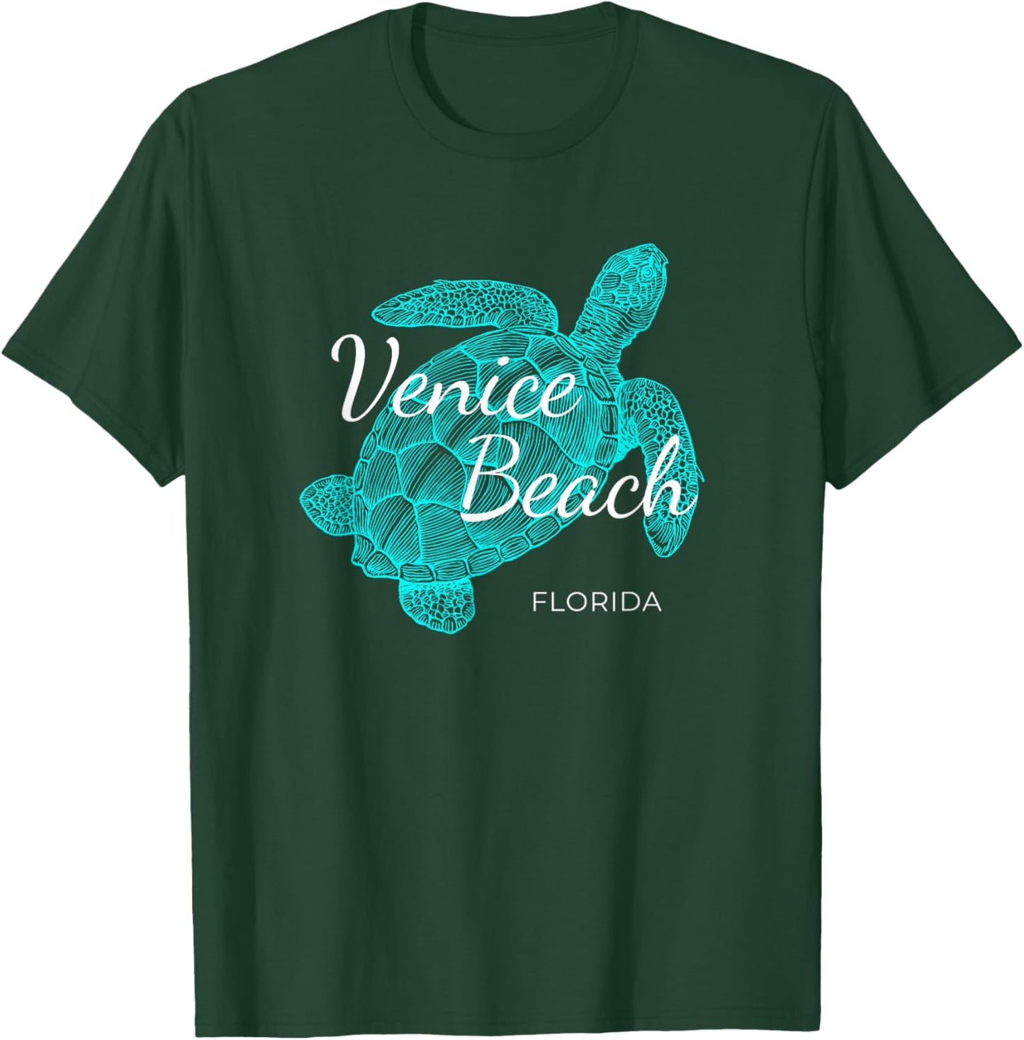 Venice Beach Florida with a Turtle Women Girls Kids T-Shirt - T-Shirt | Forest