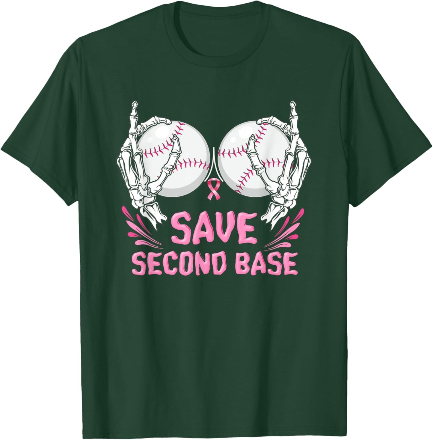 Save Baseball Boobs Softball Funny Breast Cancer T-Shirt - T-Shirt | Forest