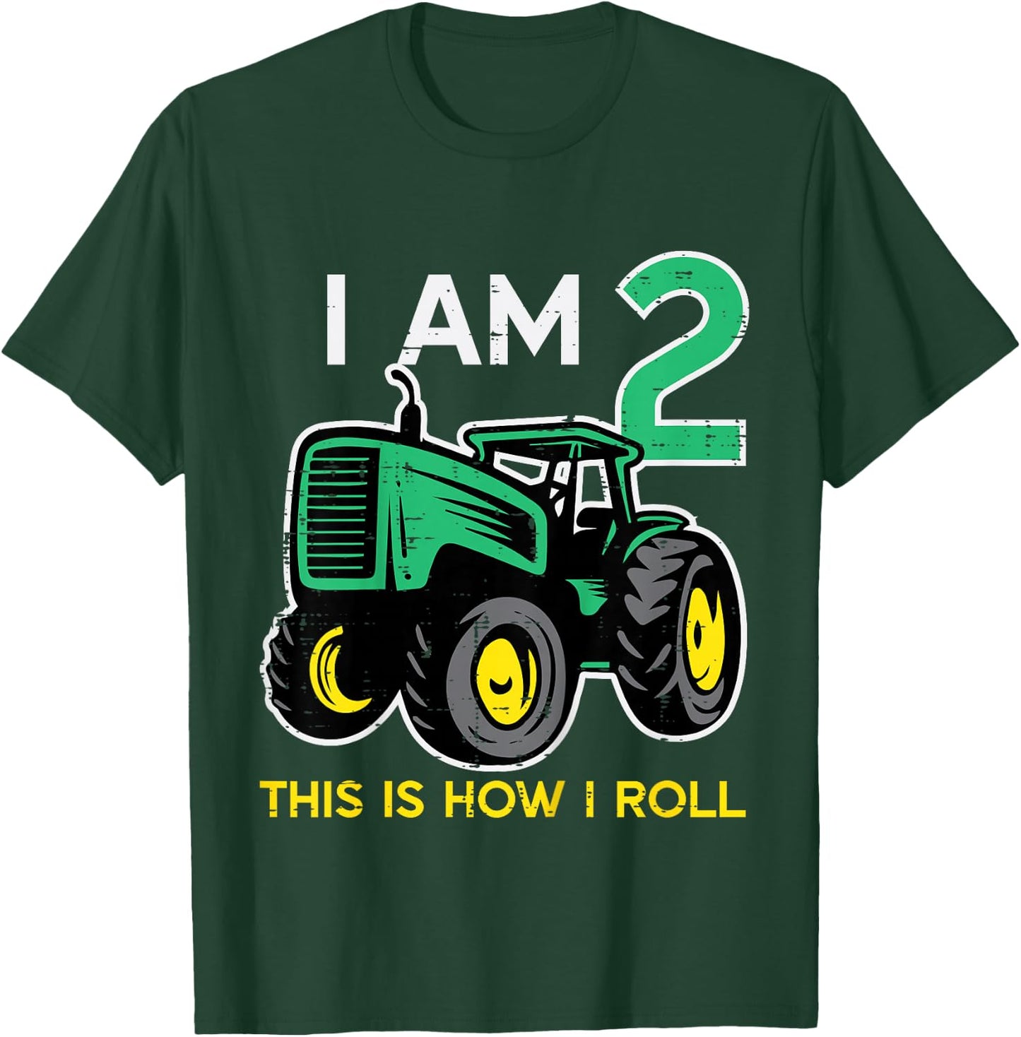 Kids 2nd Birthday Tractor I Am 2 Years Old Farm Truck Boys Kids T-Shirt - T-Shirt | Forest