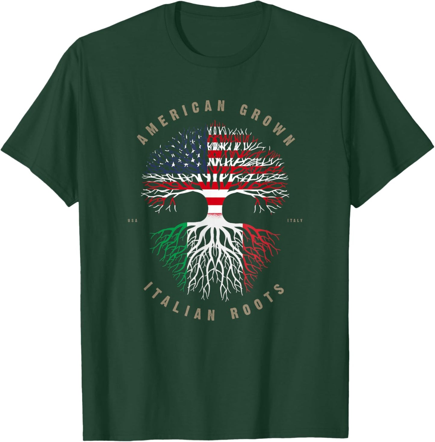 American Grown Italian Roots Italy Flag T-Shirt - T-Shirt | Forest