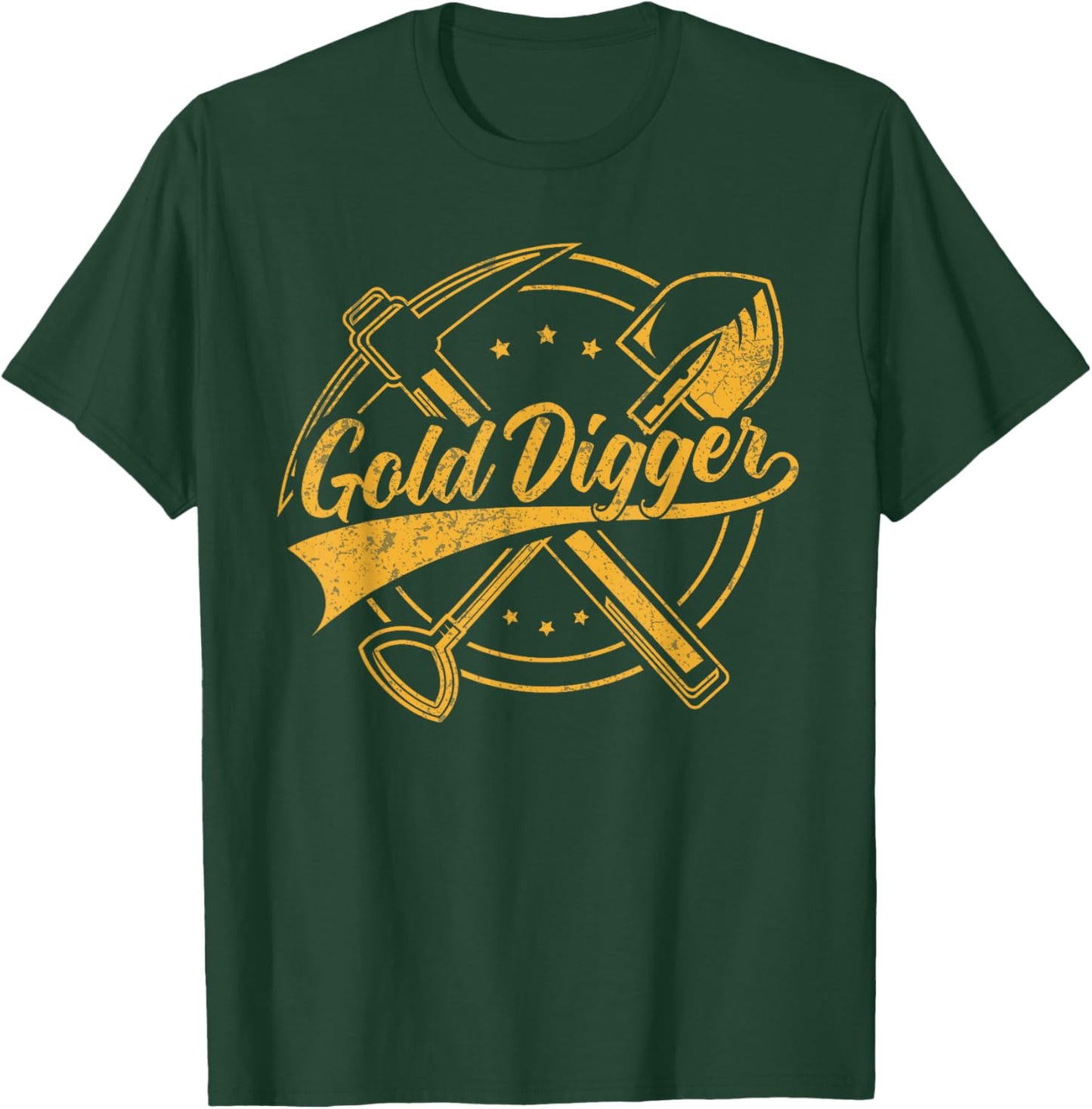 Gold plaque with crossed pick and shovel gold digger T-Shirt - T-Shirt | Forest