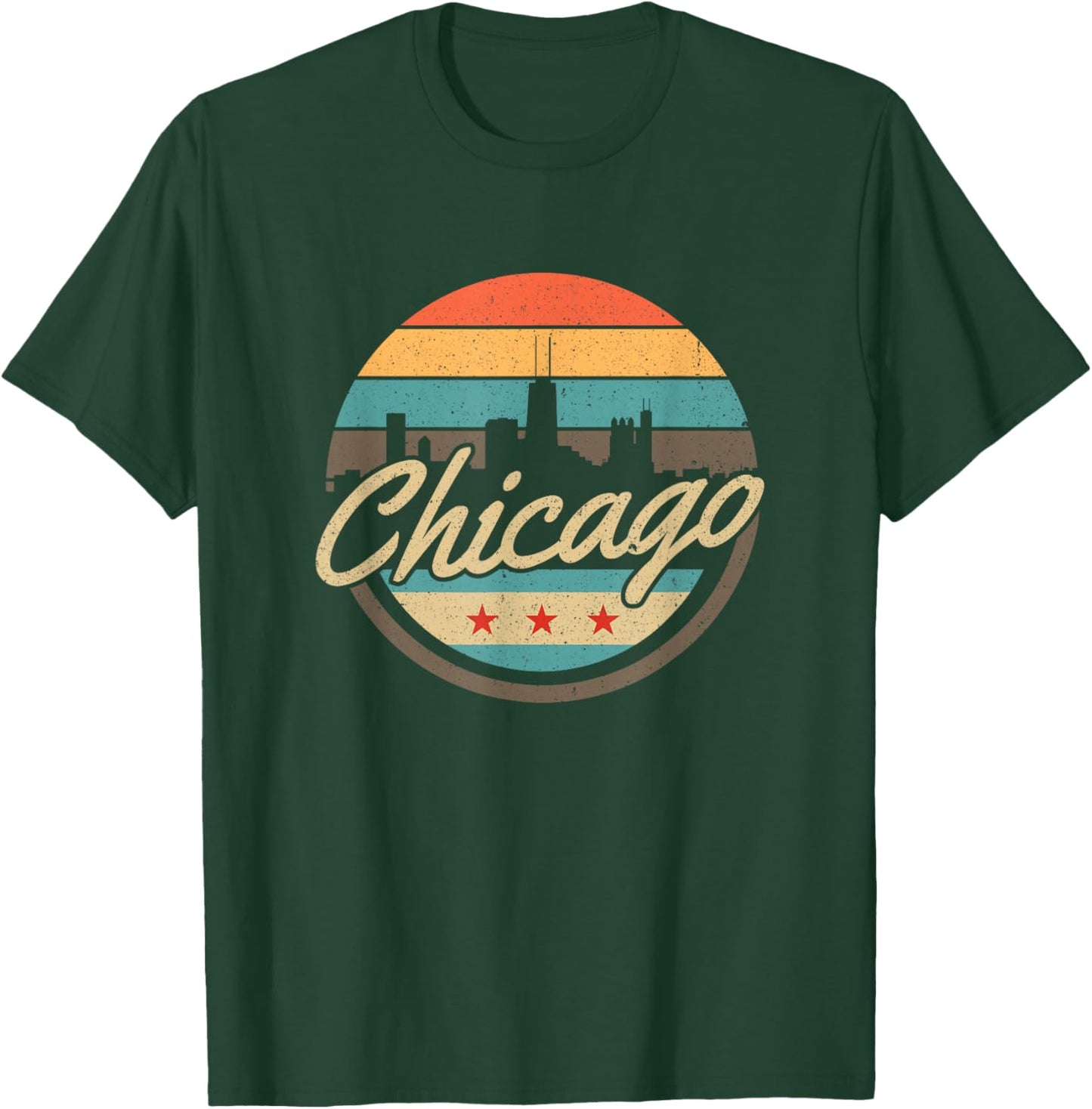 Chicago Flag Skyline Vintage Illinois USA Souvenir T-Shirt - T-Shirt | Forest