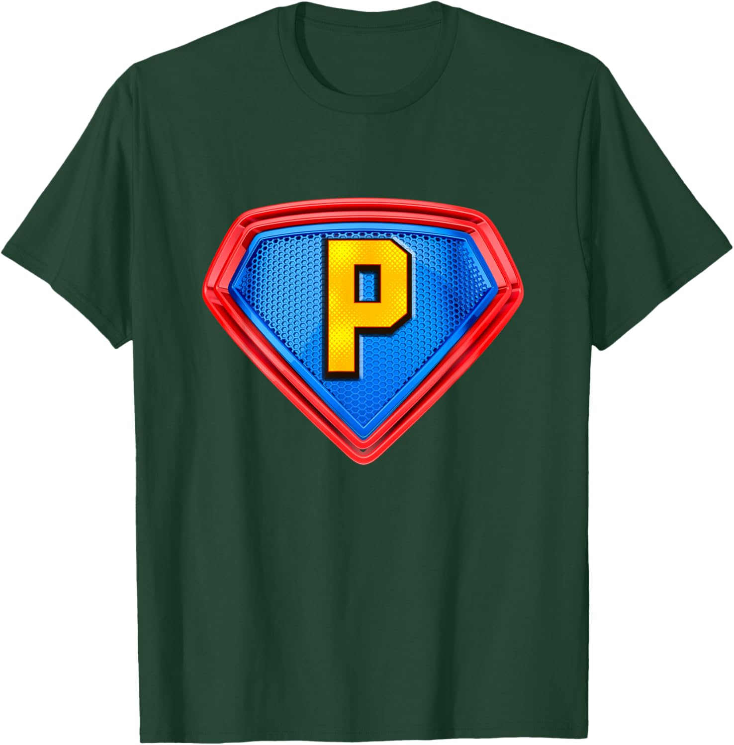 Cool Super P Alphabet Cute Initial Monogram Letter P Graphic T-Shirt - T-Shirt | Forest