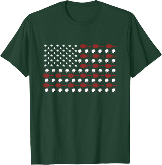 American Flag US Patriotic Tennis Ball T-Shirt - T-Shirt | Forest