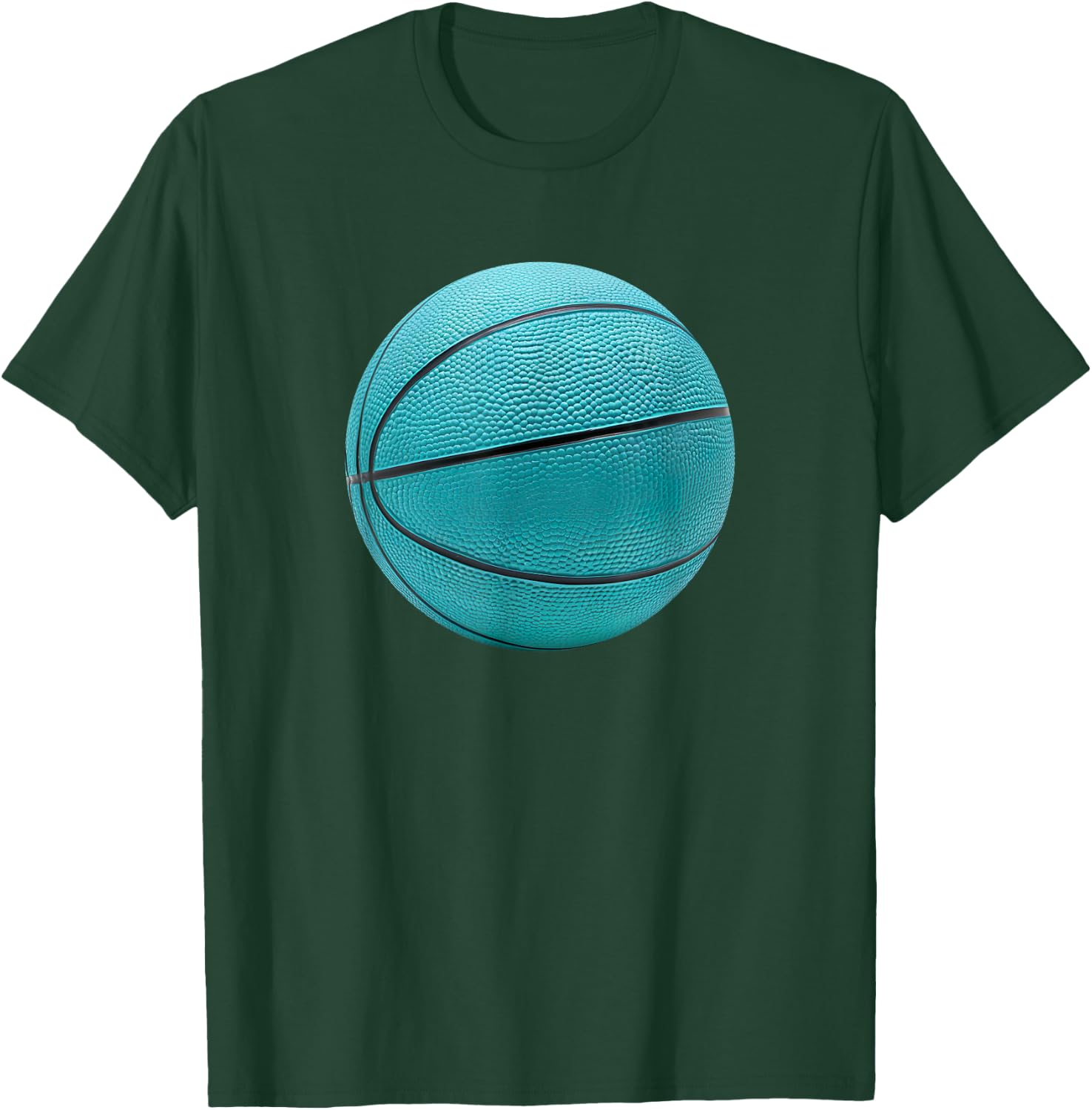 Basketball Ball Sports Teal Turquoise Black T-Shirt - T-Shirt | Forest