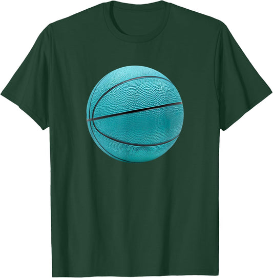 Basketball Ball Sports Teal Turquoise Black T-Shirt - T-Shirt | Forest