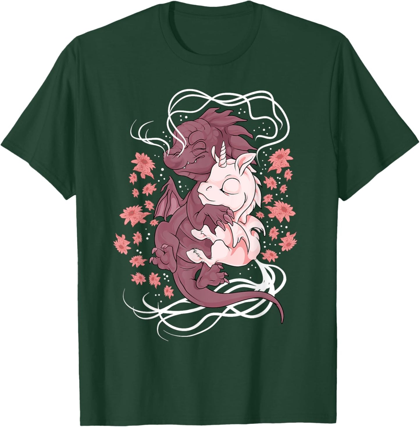 Magical Baby Unicorn and Dragon Hug Fantasy Unicorn Lover T-Shirt - T-Shirt | Forest