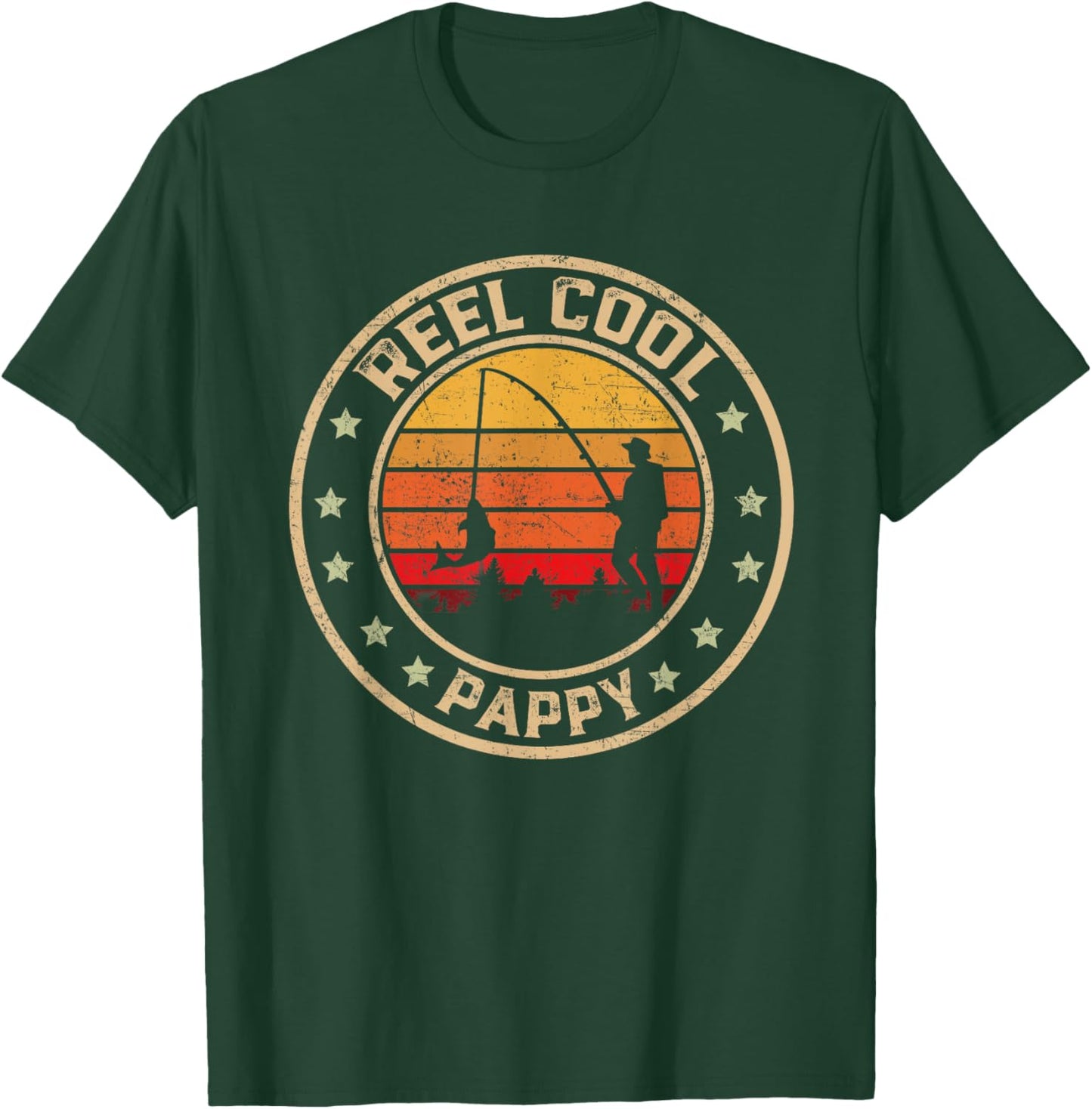 Vintage Reel Cool Pappy Fish Fishing Funny Fathers Day T-Shirt - T-Shirt | Forest