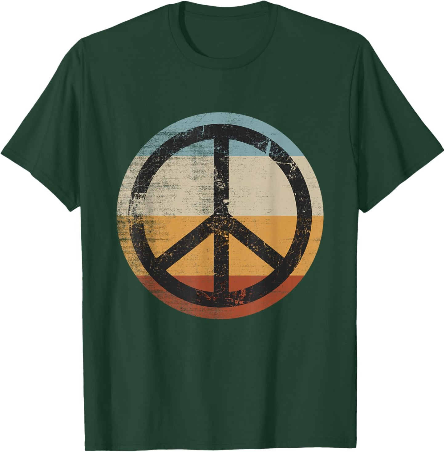 Retro Vintage Distressed Design Peace Sign T-Shirt - T-Shirt | Forest