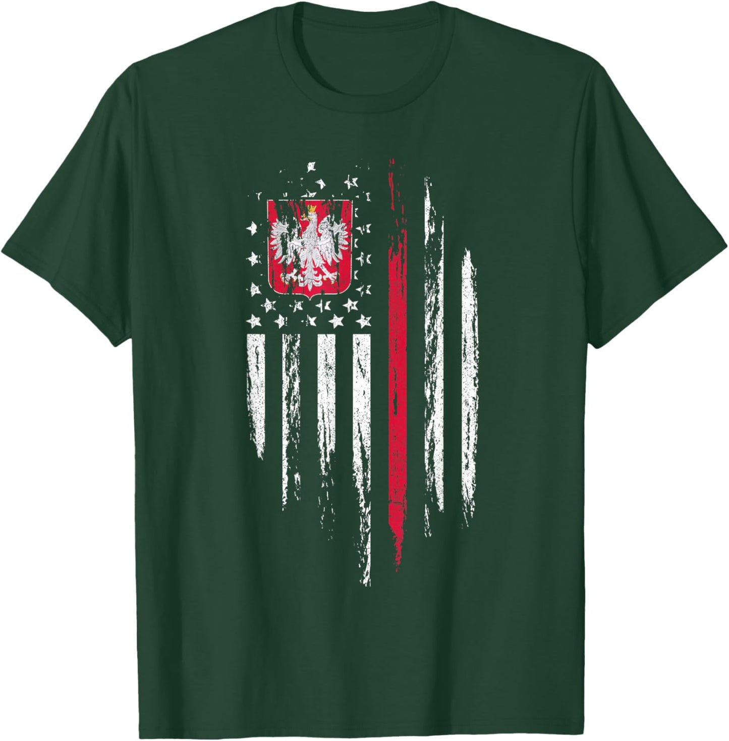 Polish American Flag Combo Poland USA Polska Patriotic Gift T-Shirt - T-Shirt | Forest