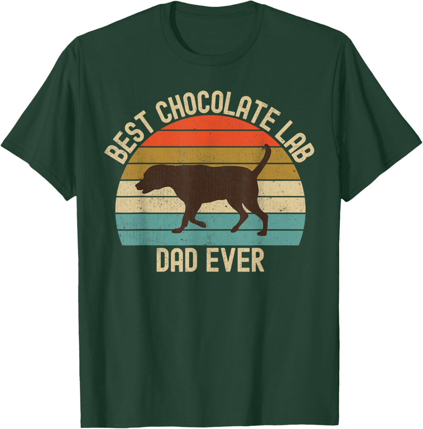 Vintage Retro Best Chocolate Lab Dad Ever Labrador Retriever T-Shirt - T-Shirt | Forest