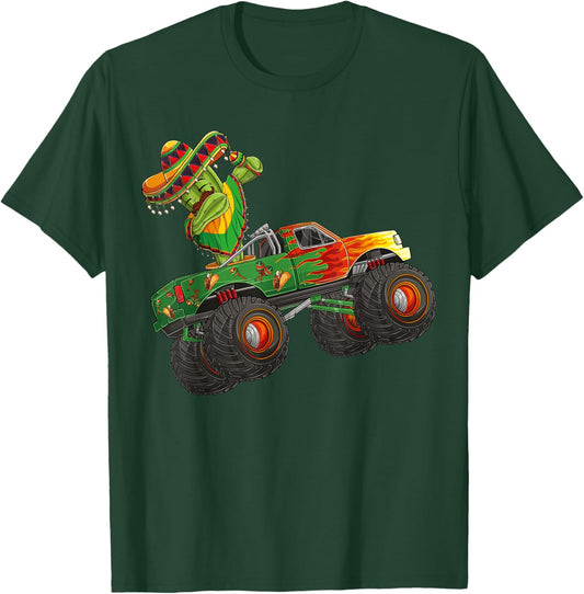 Dabbing Cactus Cinco De Mayo Monster Truck Boys Kids girls T-Shirt - T-Shirt | Forest